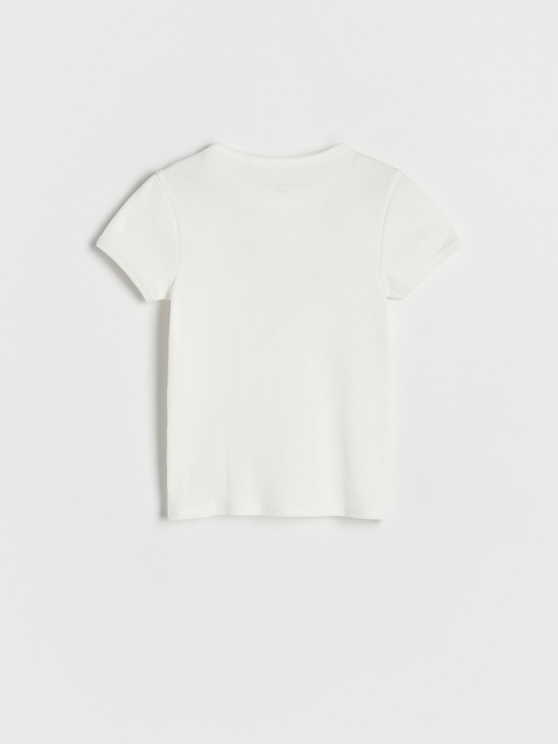 Cream Rib Knit Cotton Rich T-Shirt, Kids Girls, , large image number 7