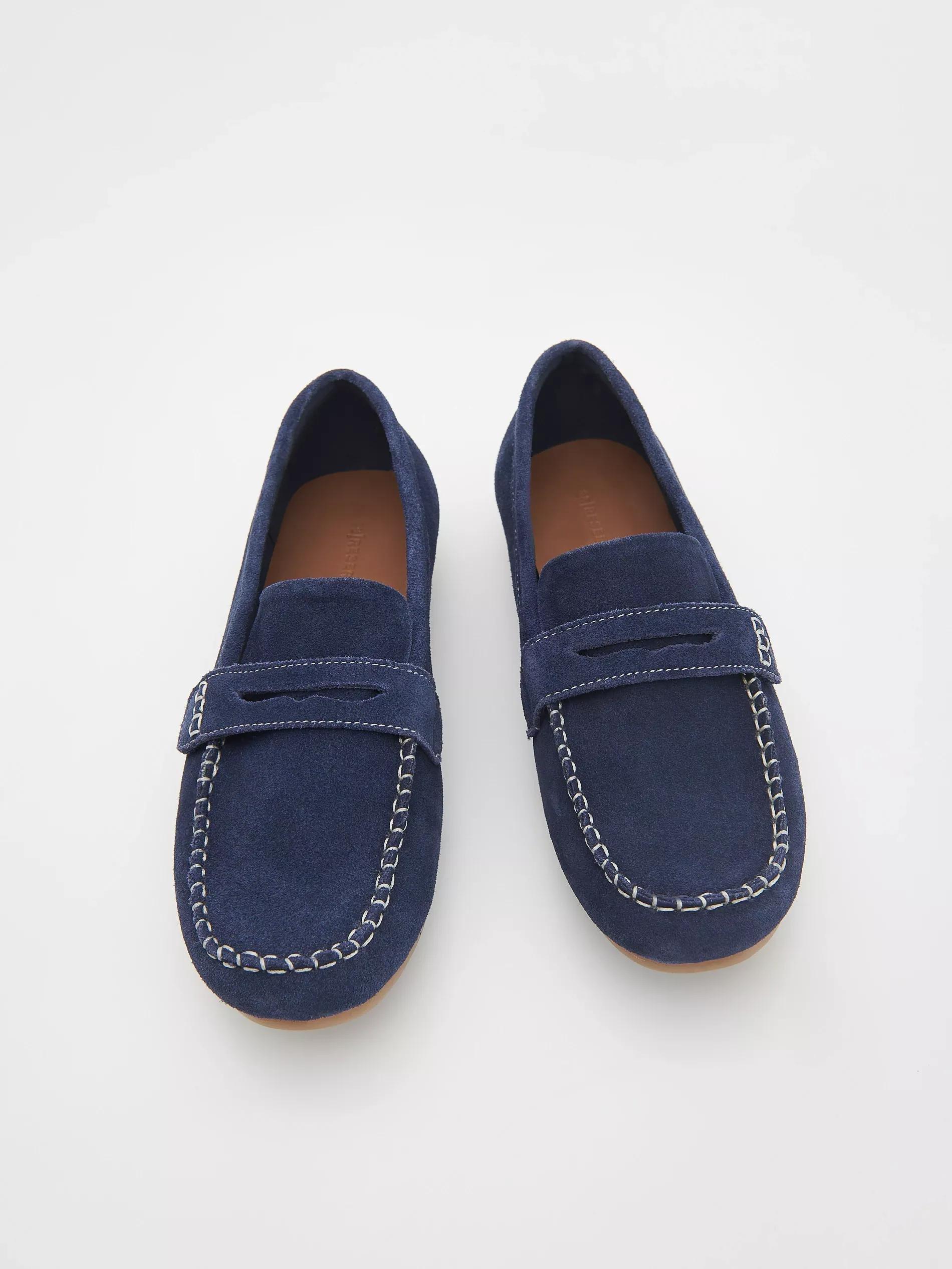 Navy Classic Leather Derby Shoes, Unisex Kids, , large image number 0