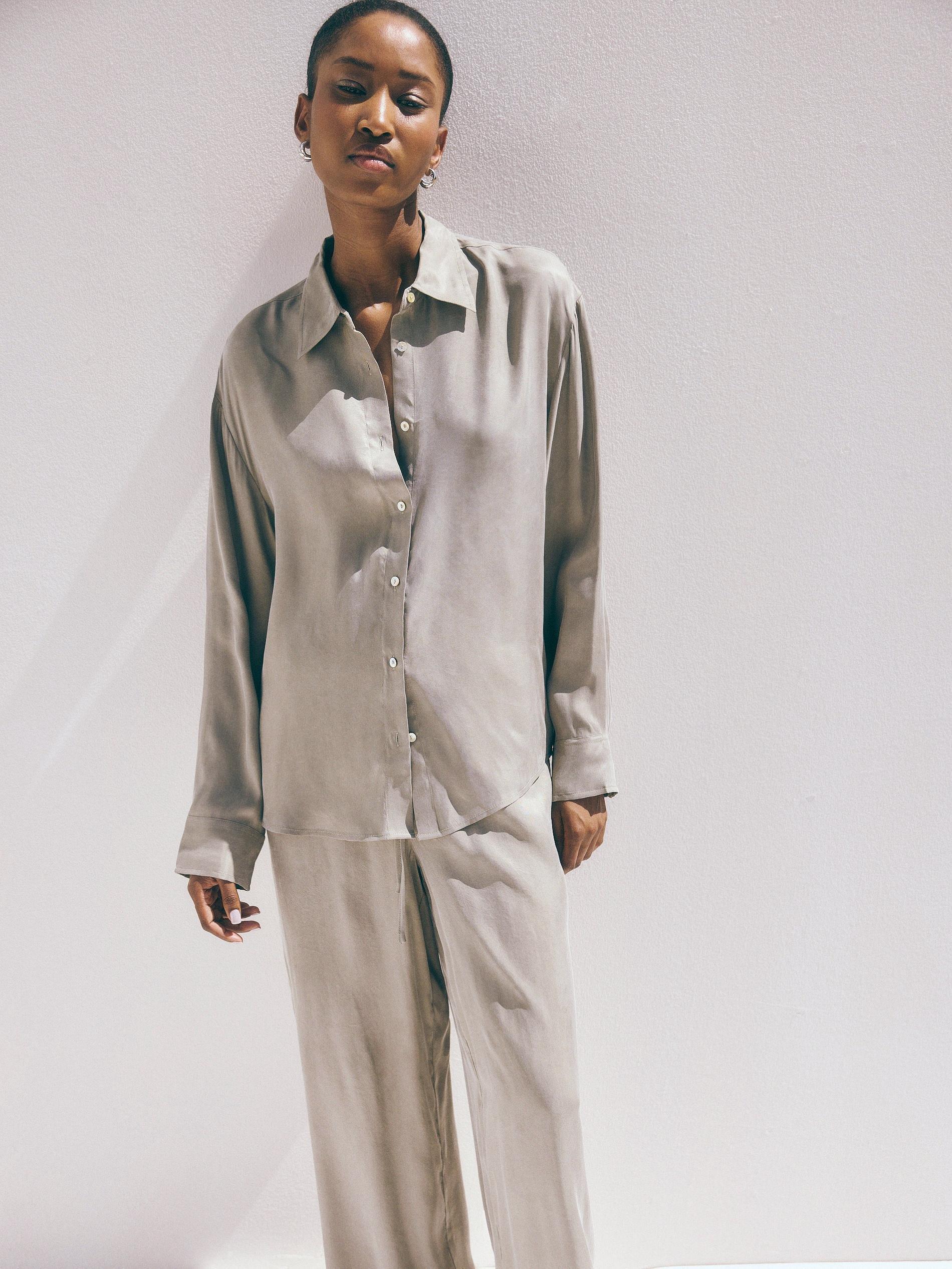 Beige Wide Leg Trousers, , large image number 2