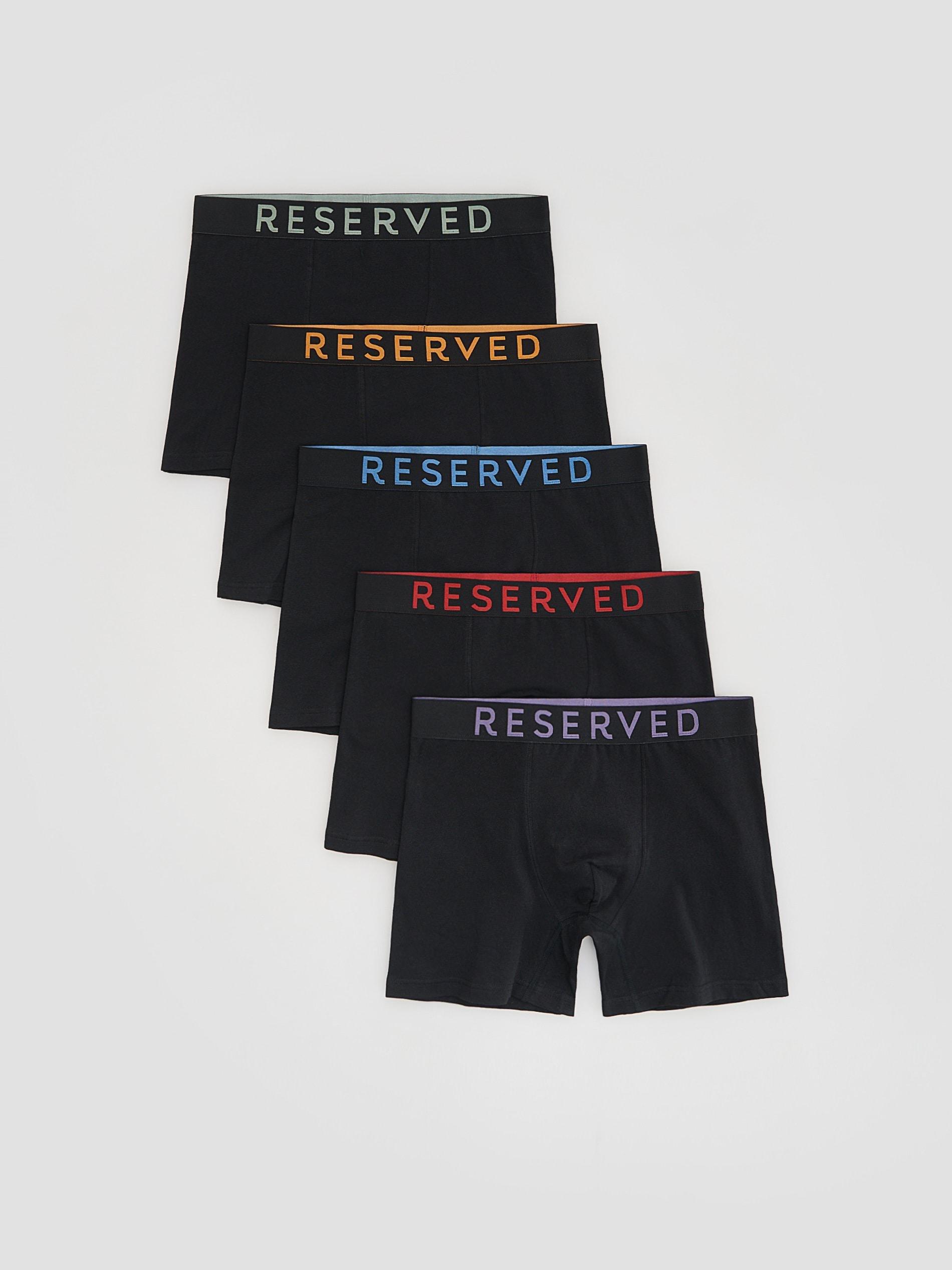 Black Long Boxers 5 Pack, Black, medium