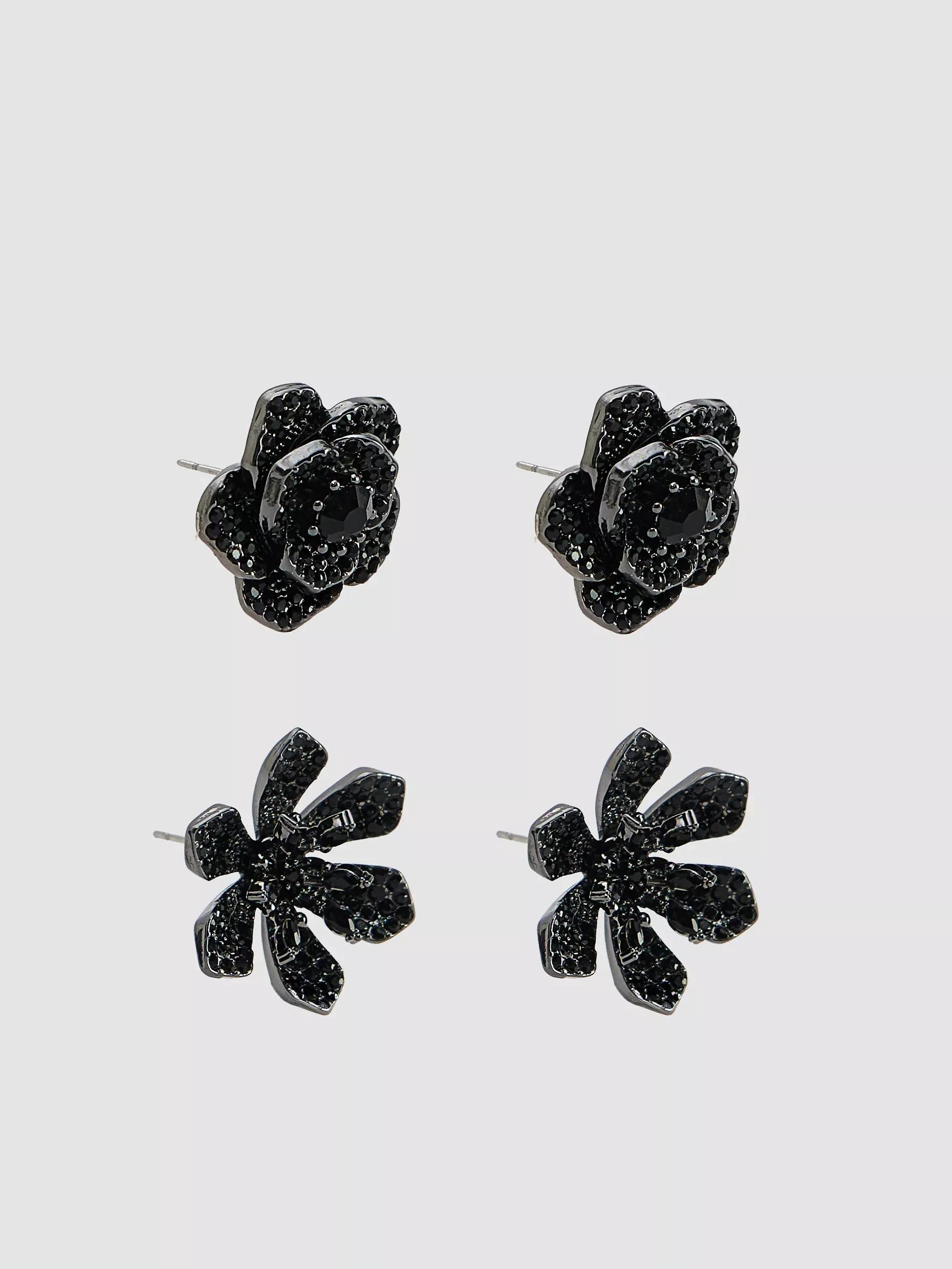 Black Earrings Set, Black, large image number 0