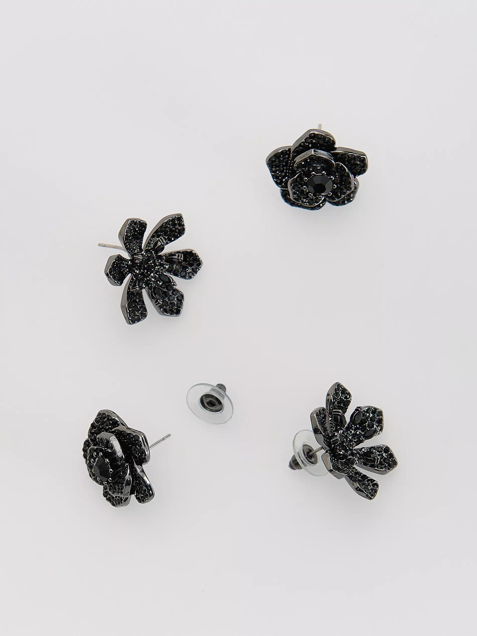 Black Earrings Set, Black, large image number 1