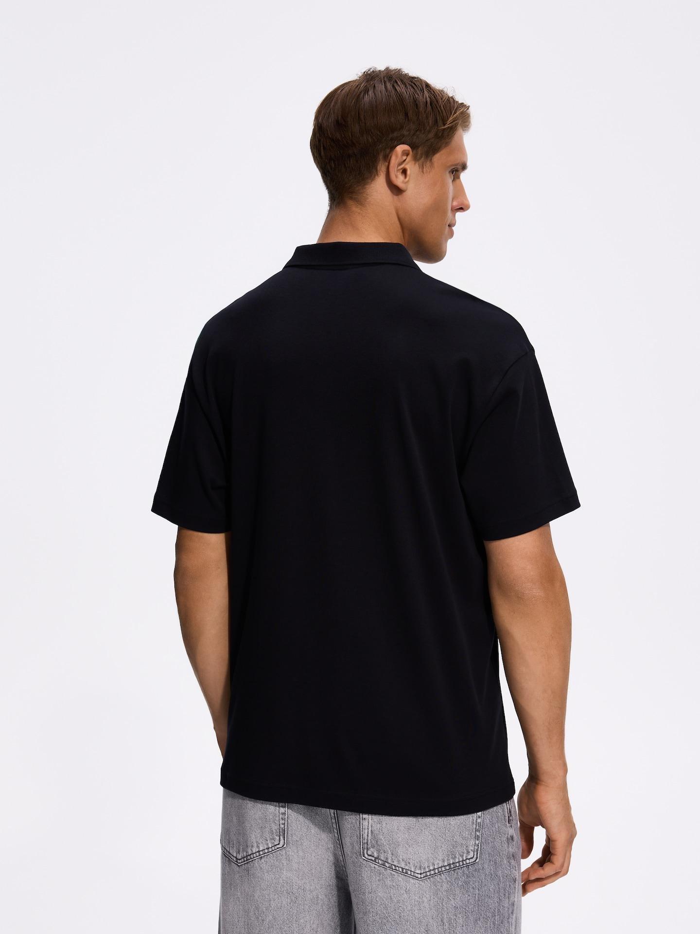 Black Boxy Polo Shirt, Black, large image number 3