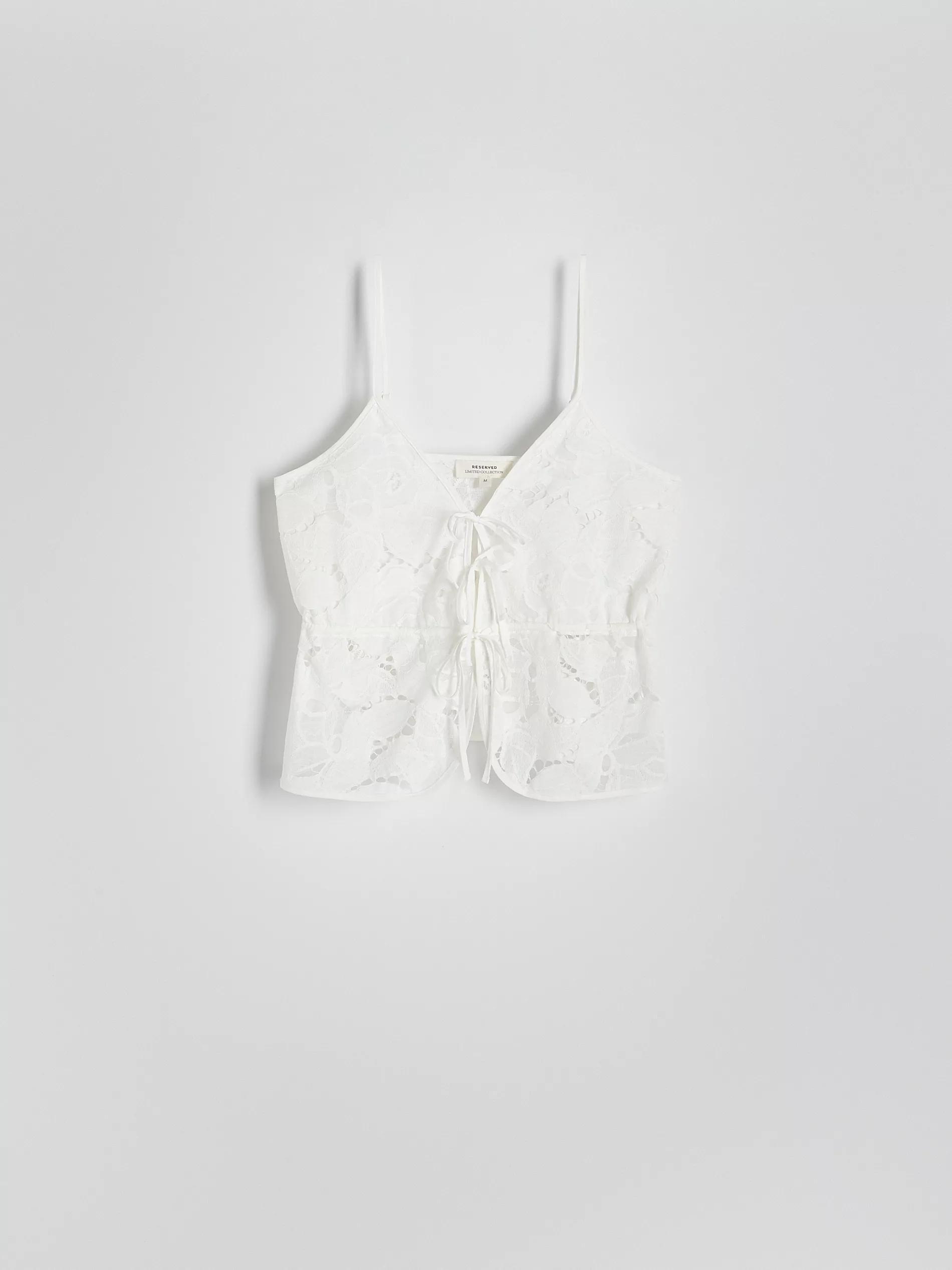 Cream Lace Crop Top, , large image number 0