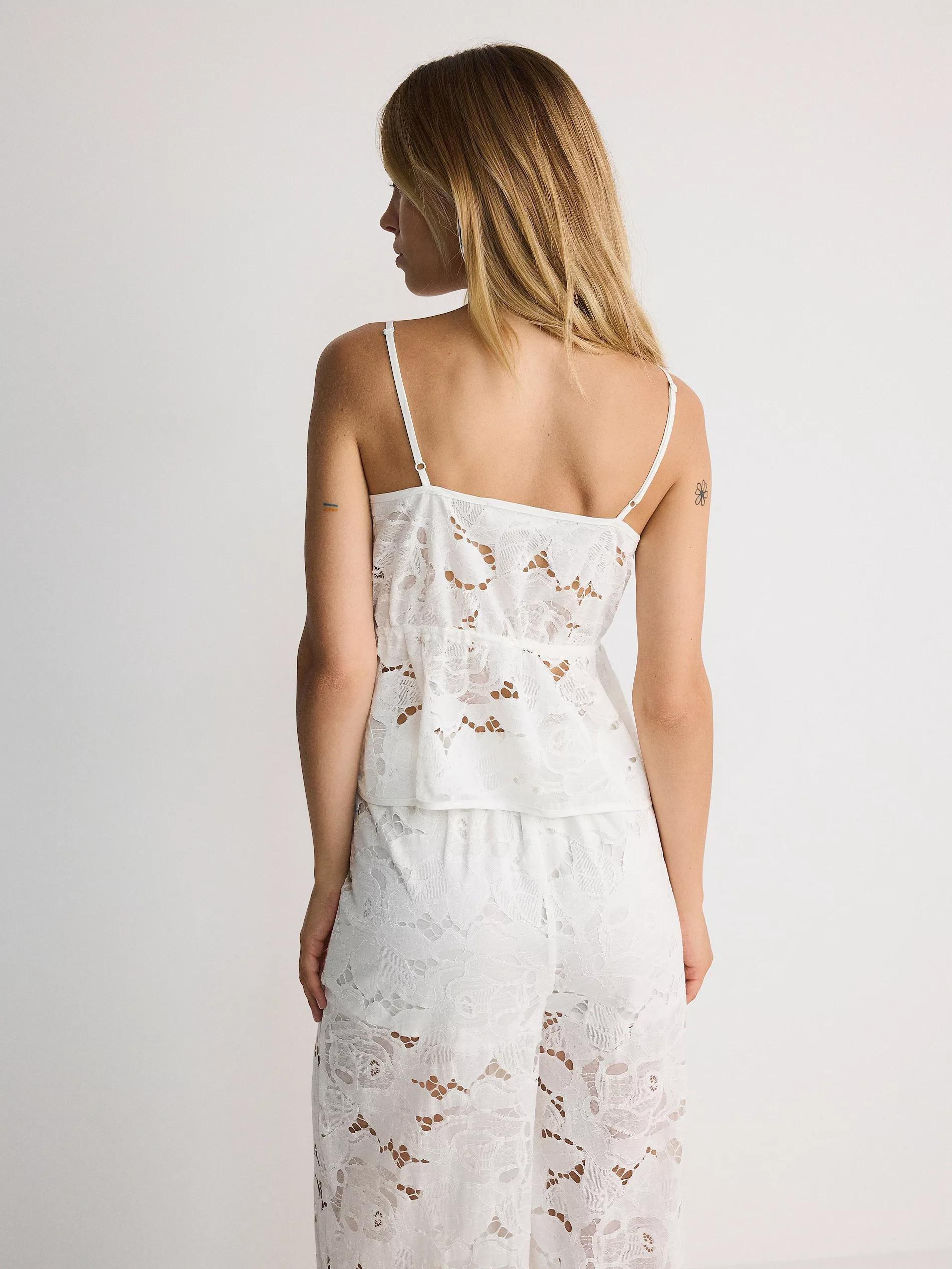 Cream Lace Crop Top, , large image number 5