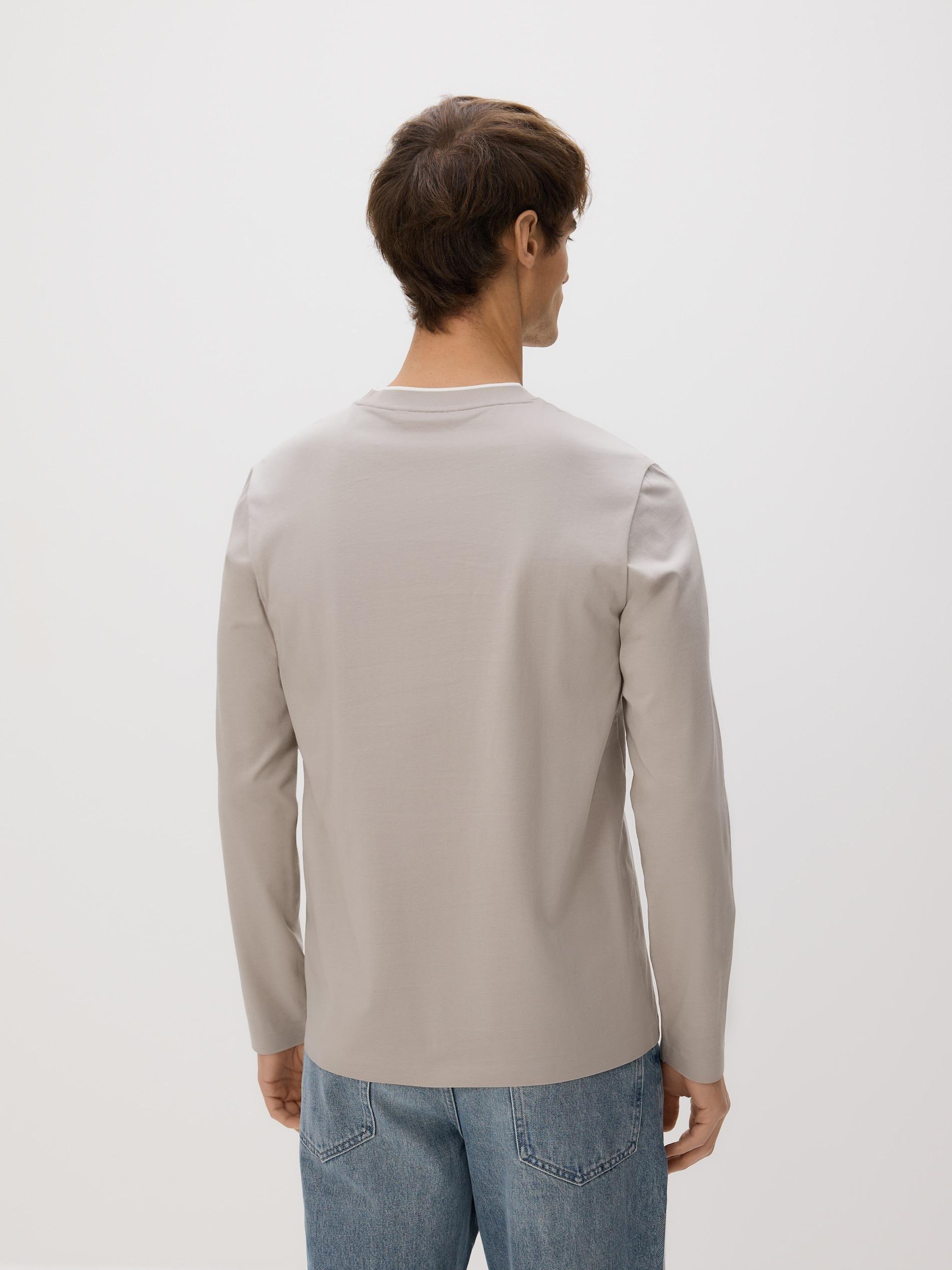 Brown Long Sleeve T-Shirt With Stitching, Brown, large image number 3