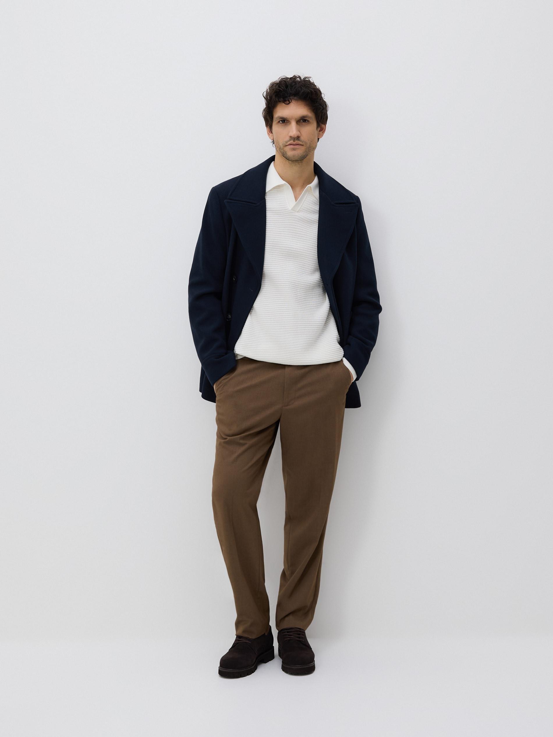 White Structural Fabric Polo Jumper, White, large image number 3