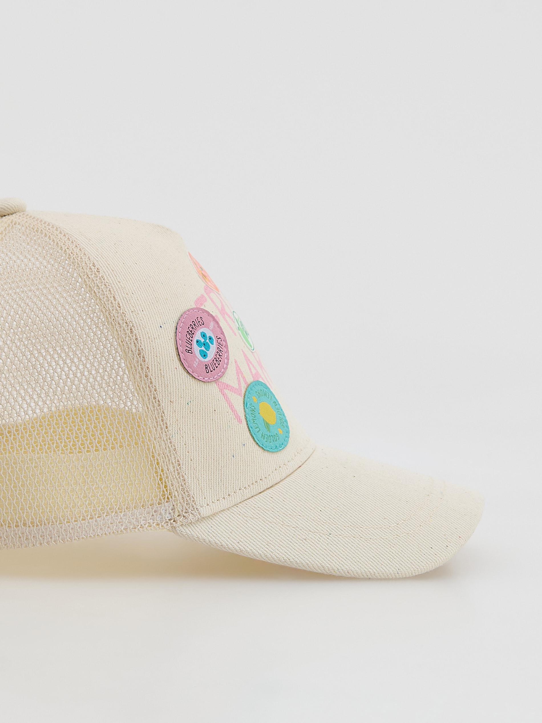 Cream Cap With Patches, Ivory, large image number 1