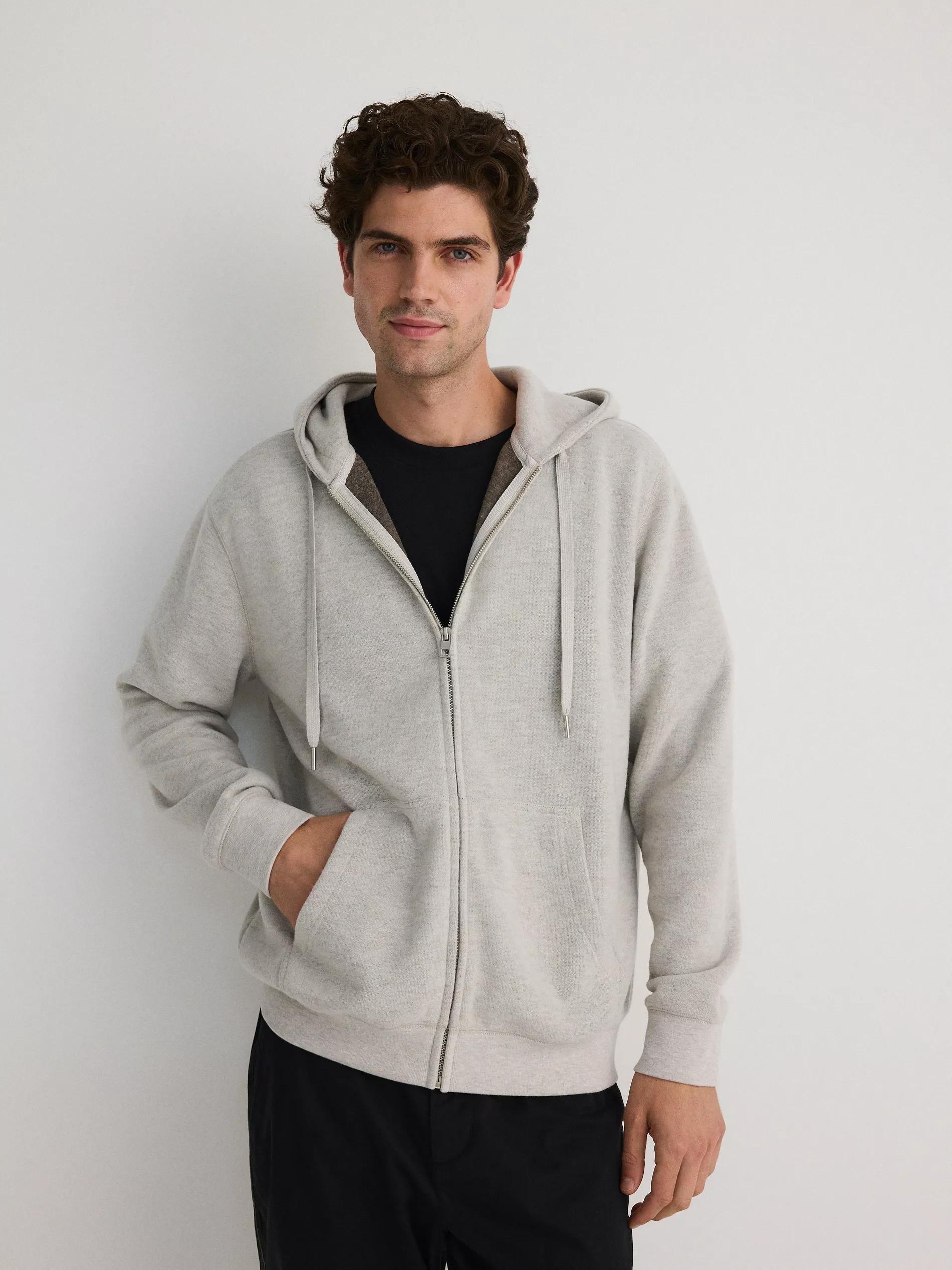 Cream Hooded Jogging Sweater, , large image number 1