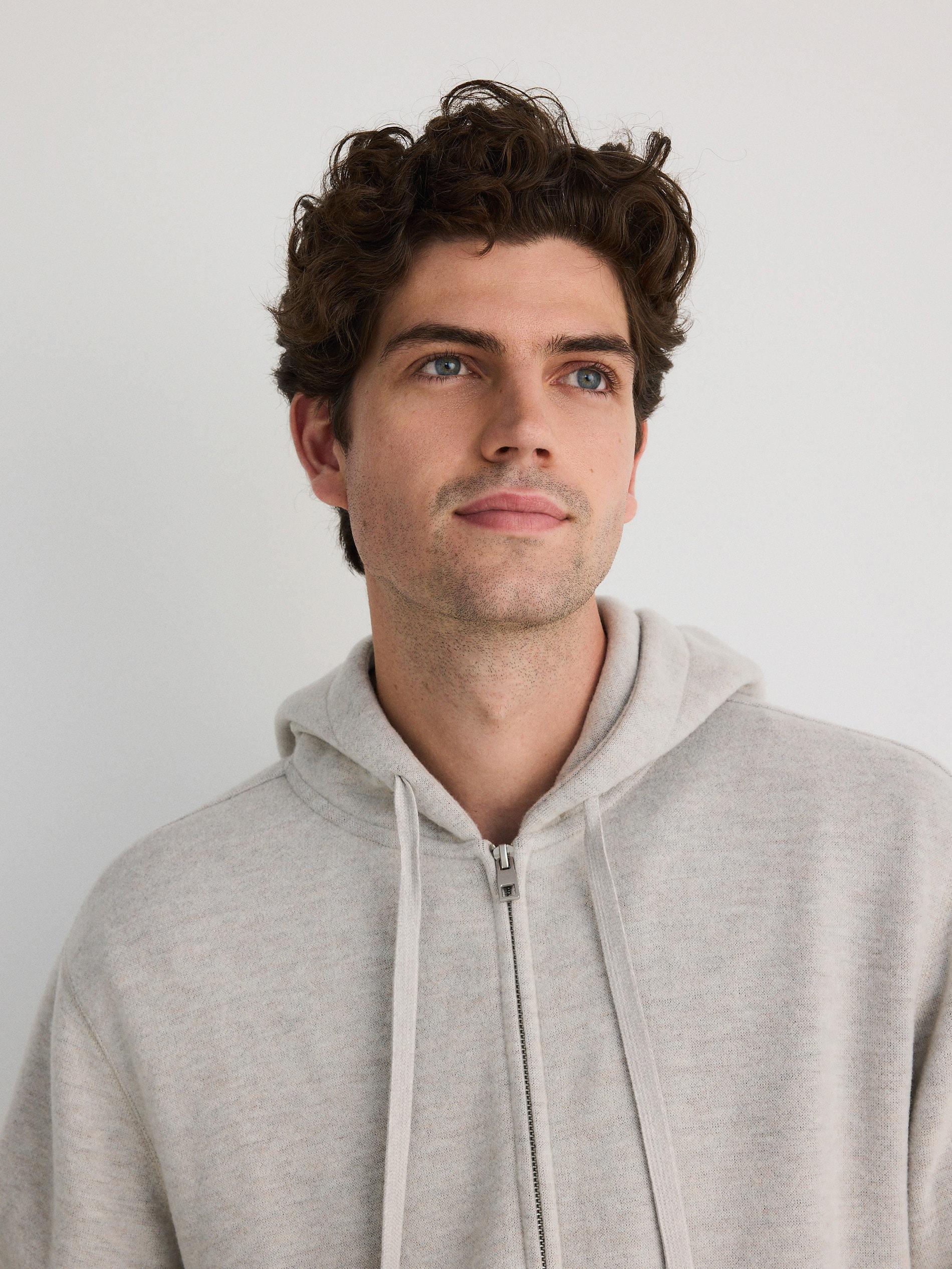 Cream Hooded Jogging Sweater, , large image number 3