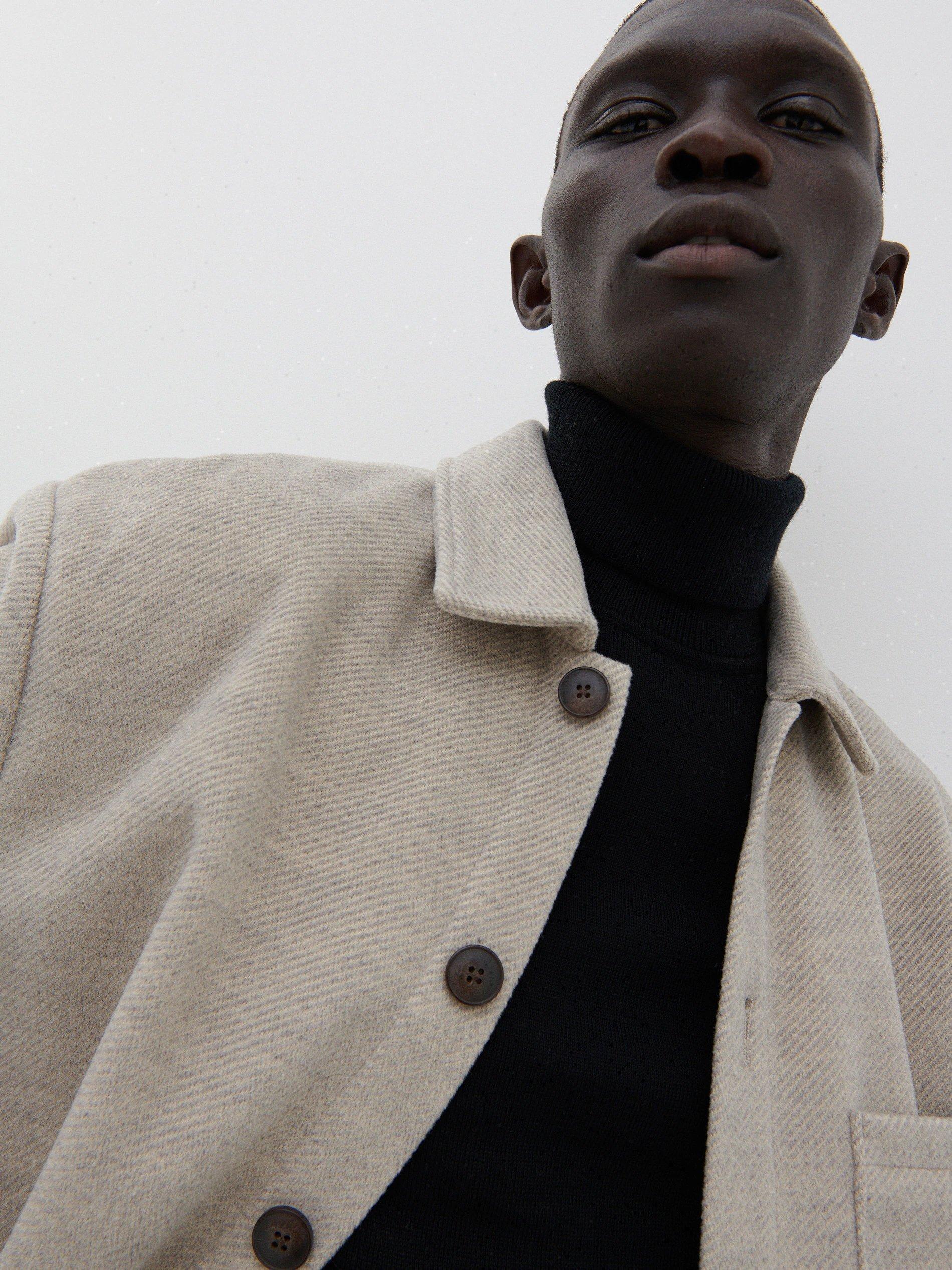 Beige Structured Knit Shirt Jacket, Men, , large image number 2