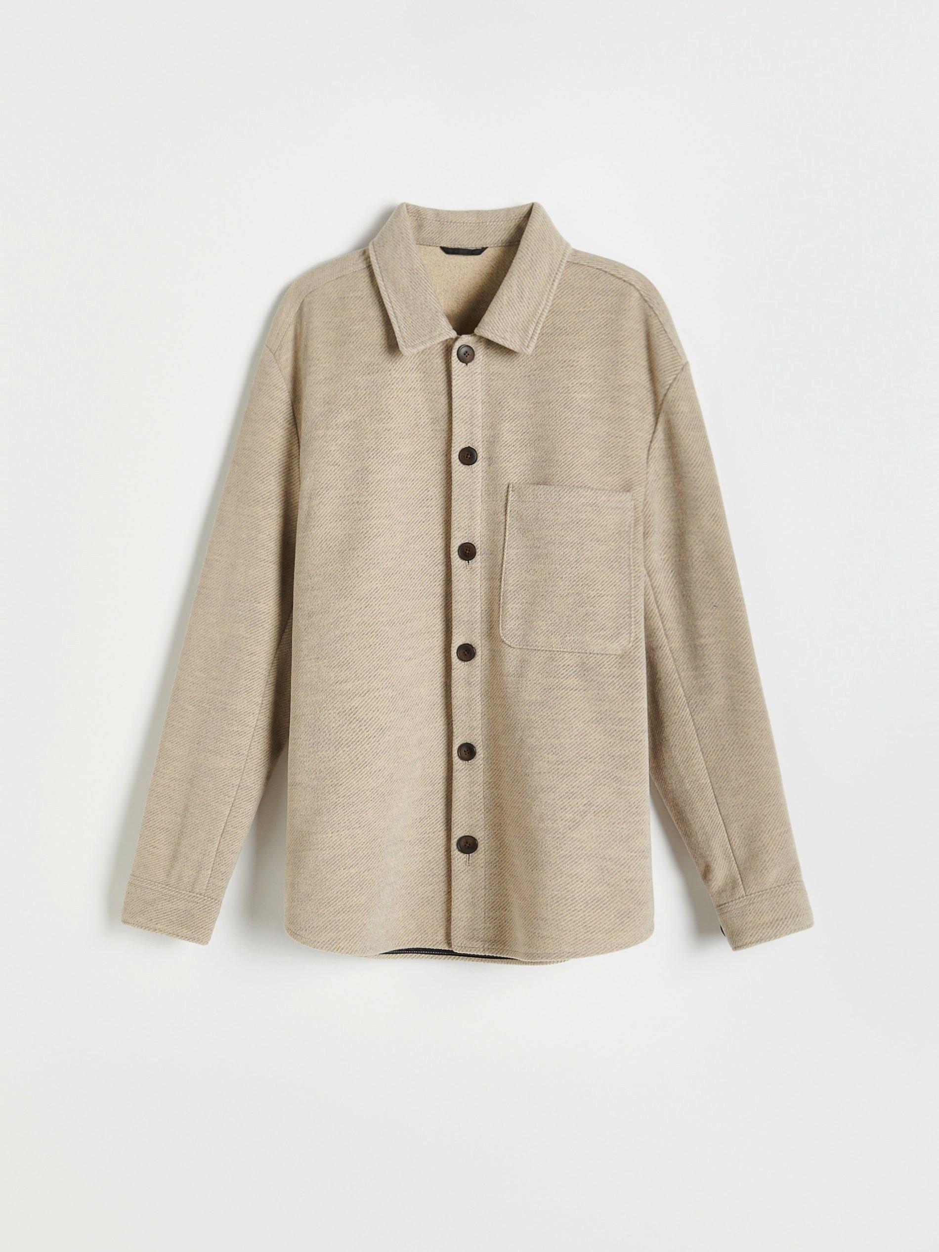 Beige Structured Knit Shirt Jacket, Men, , large image number 4