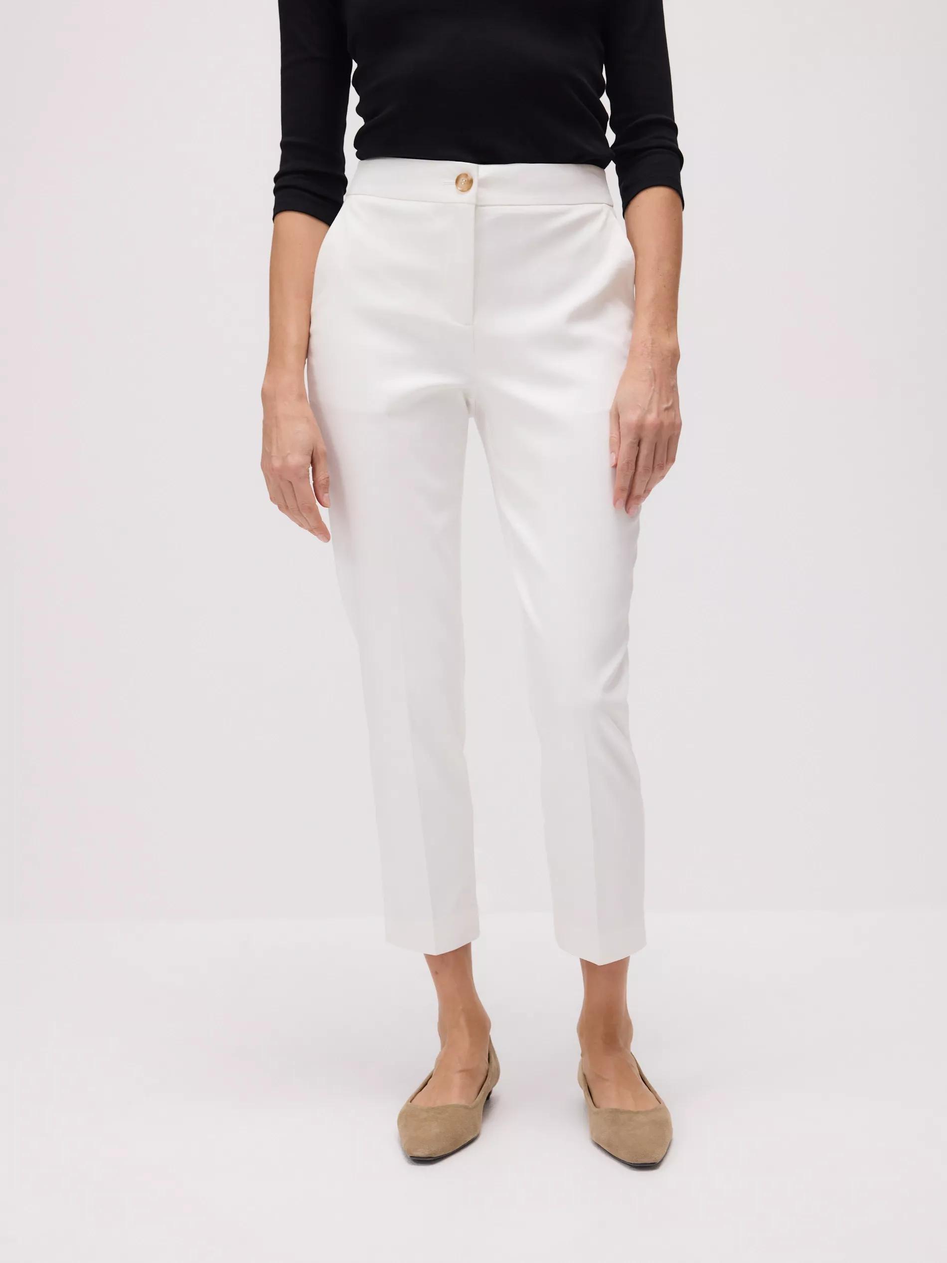 Cream Slim Striped Pants, , large image number 3