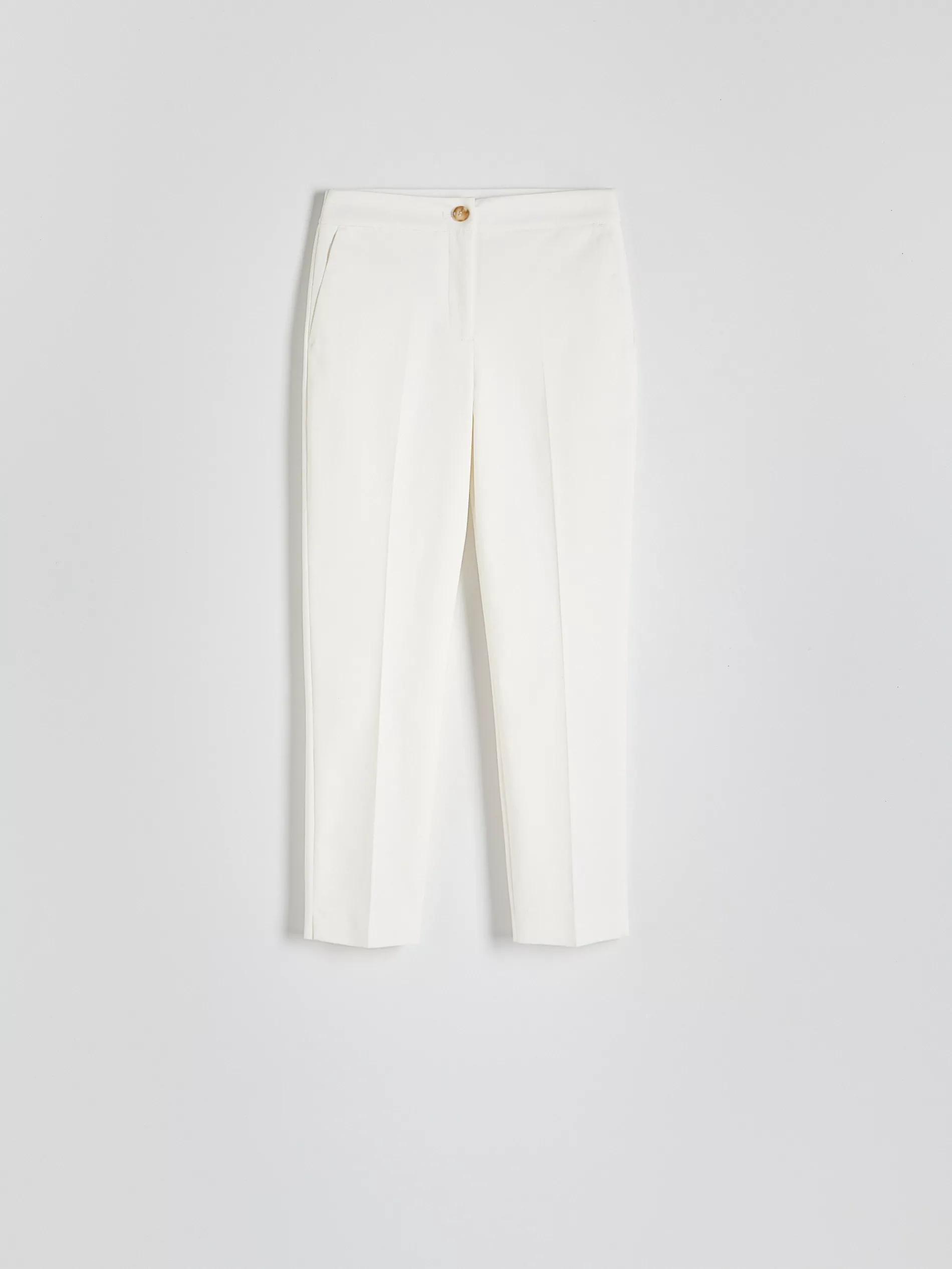 Cream Slim Striped Pants, , large image number 4