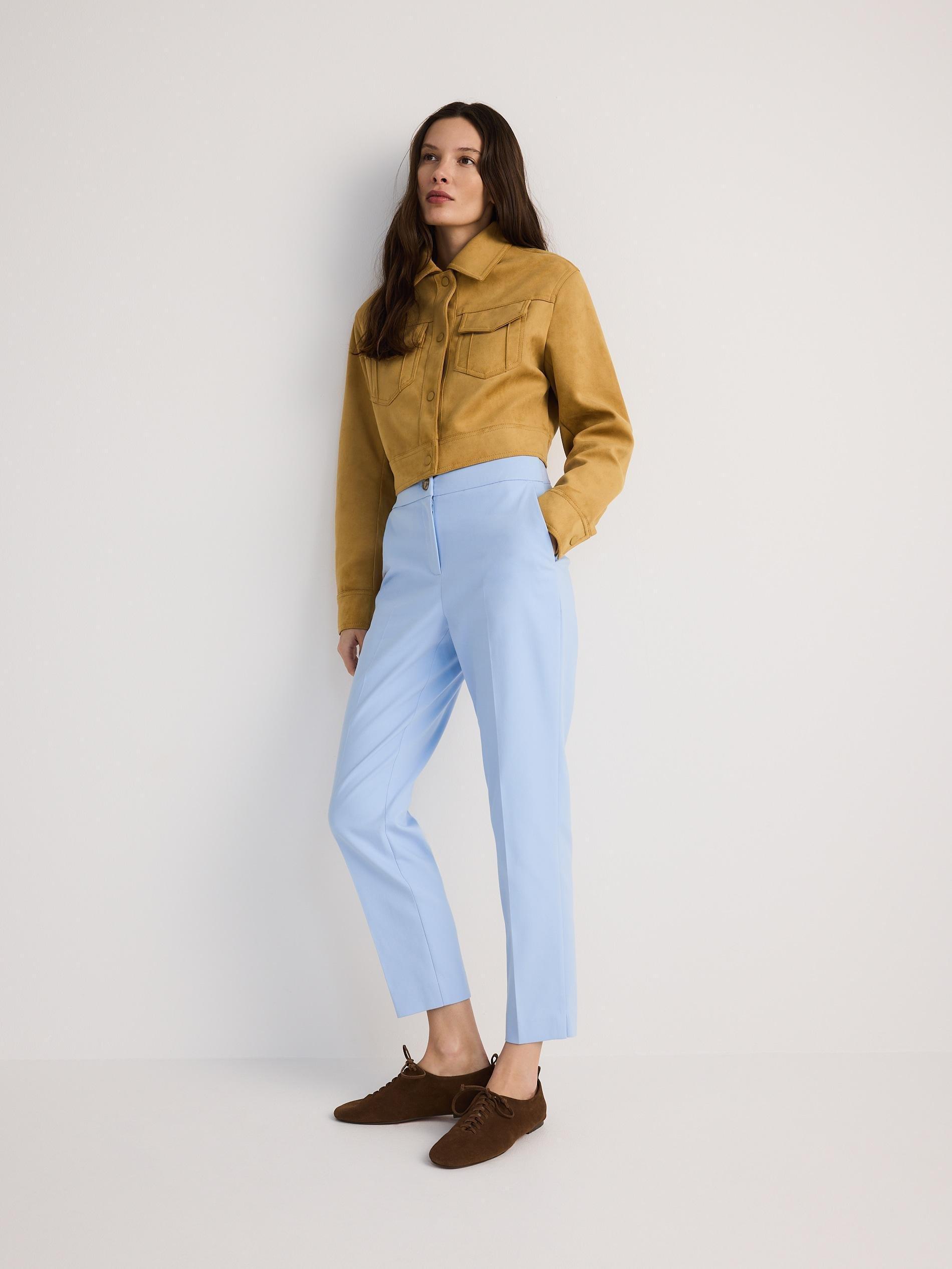 Blue Slim striped trousers, , large image number 0