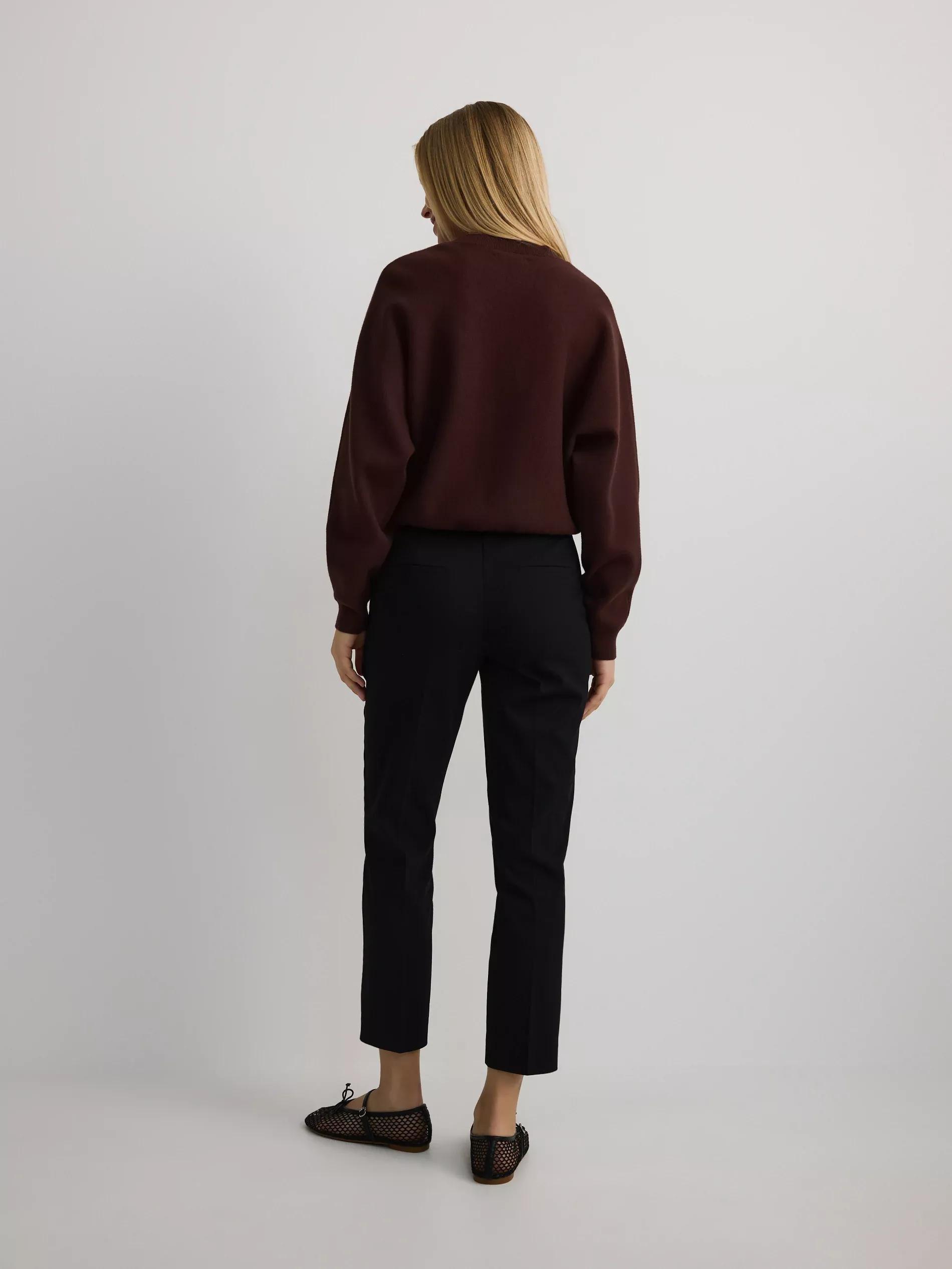 Black Slim Trousers With Pressed Crease, , large image number 2