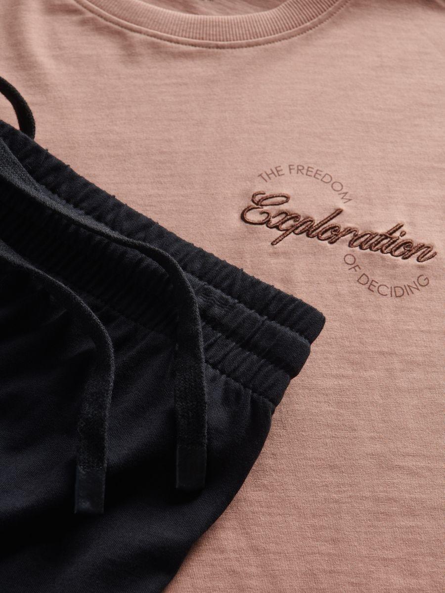Pink Two-Piece Pajamas With Embroidery, , large image number 1