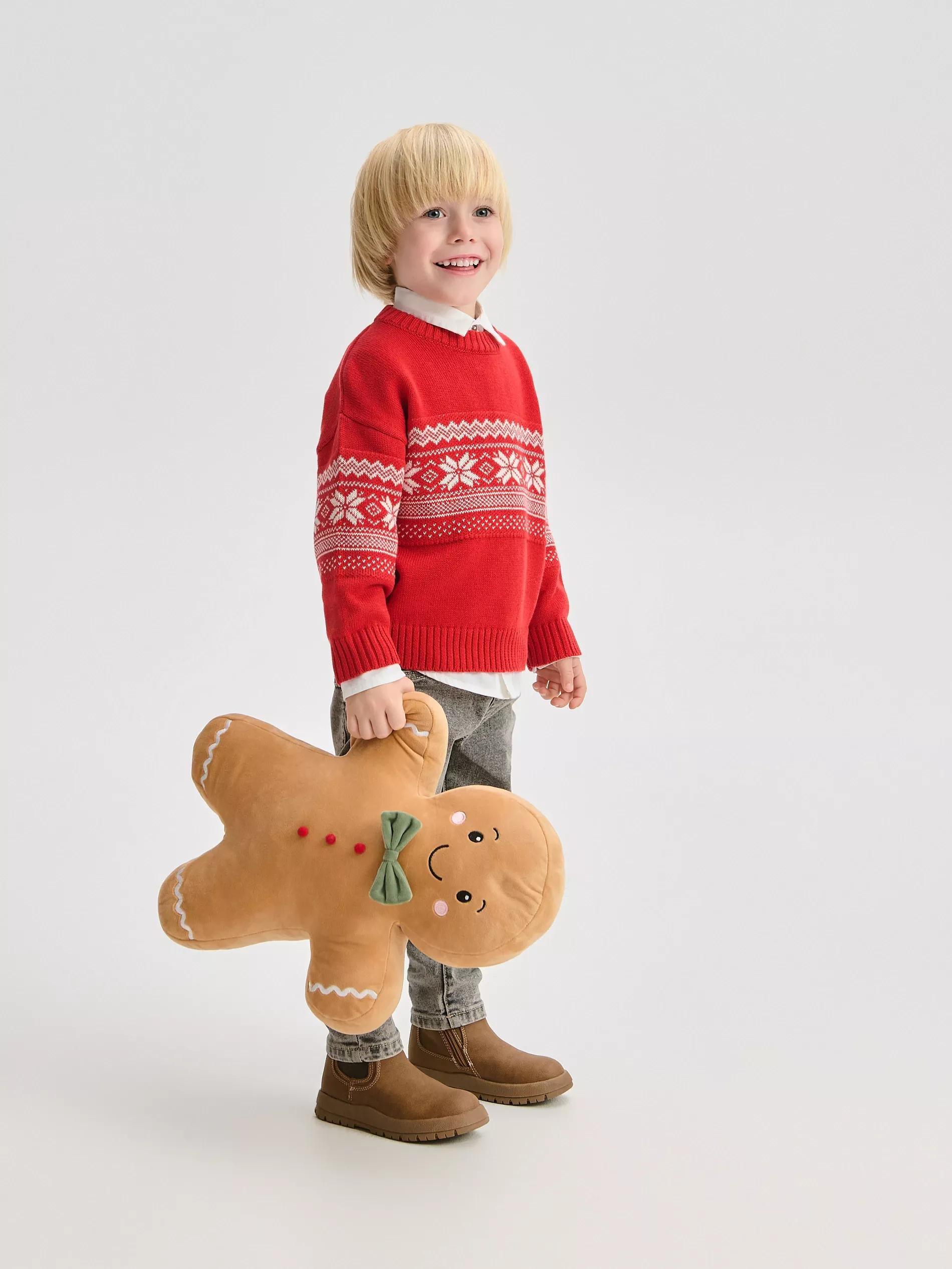 Red Patterned Jumper, Red, medium