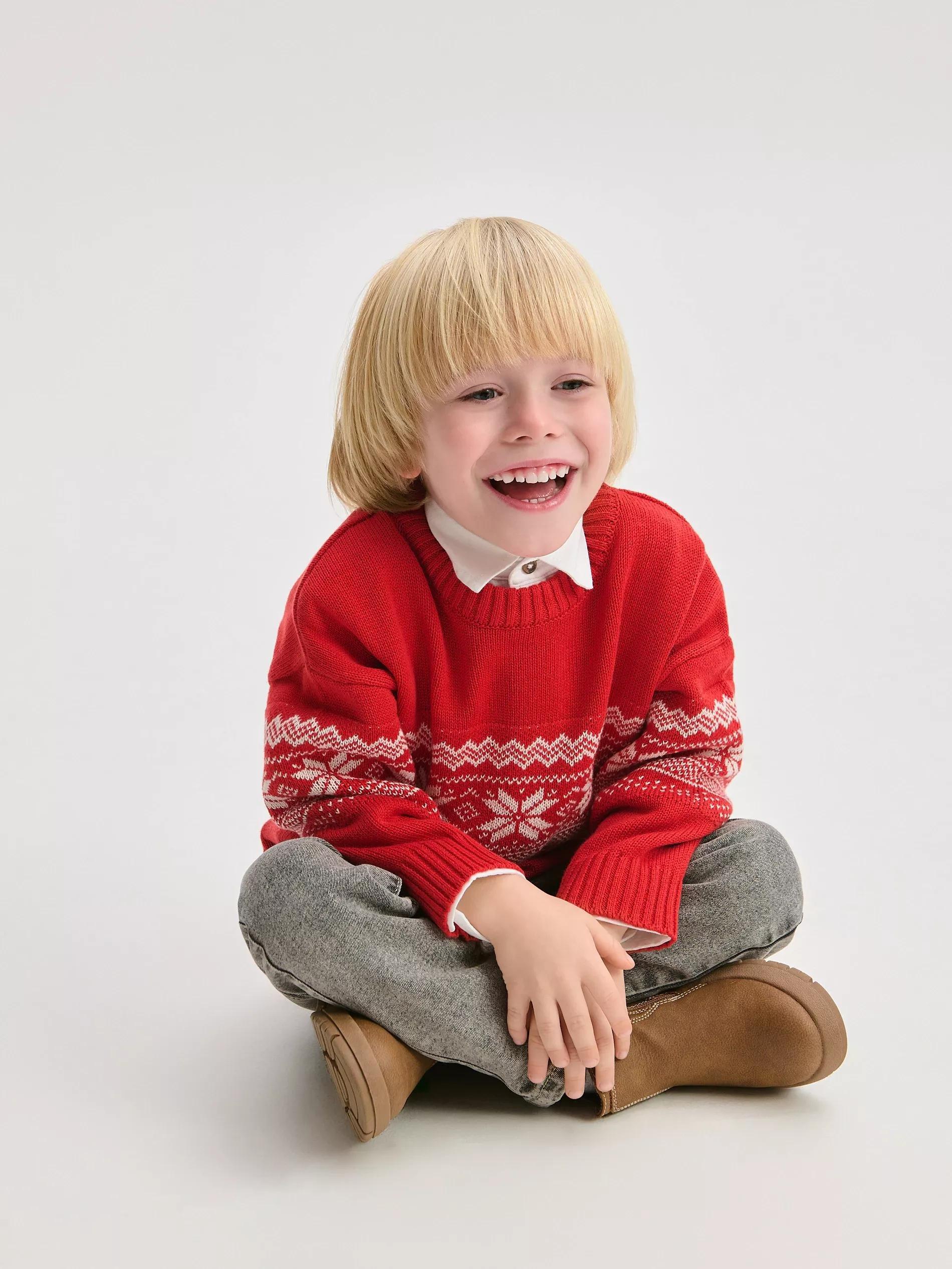 Red Patterned Jumper, Red, large image number 3