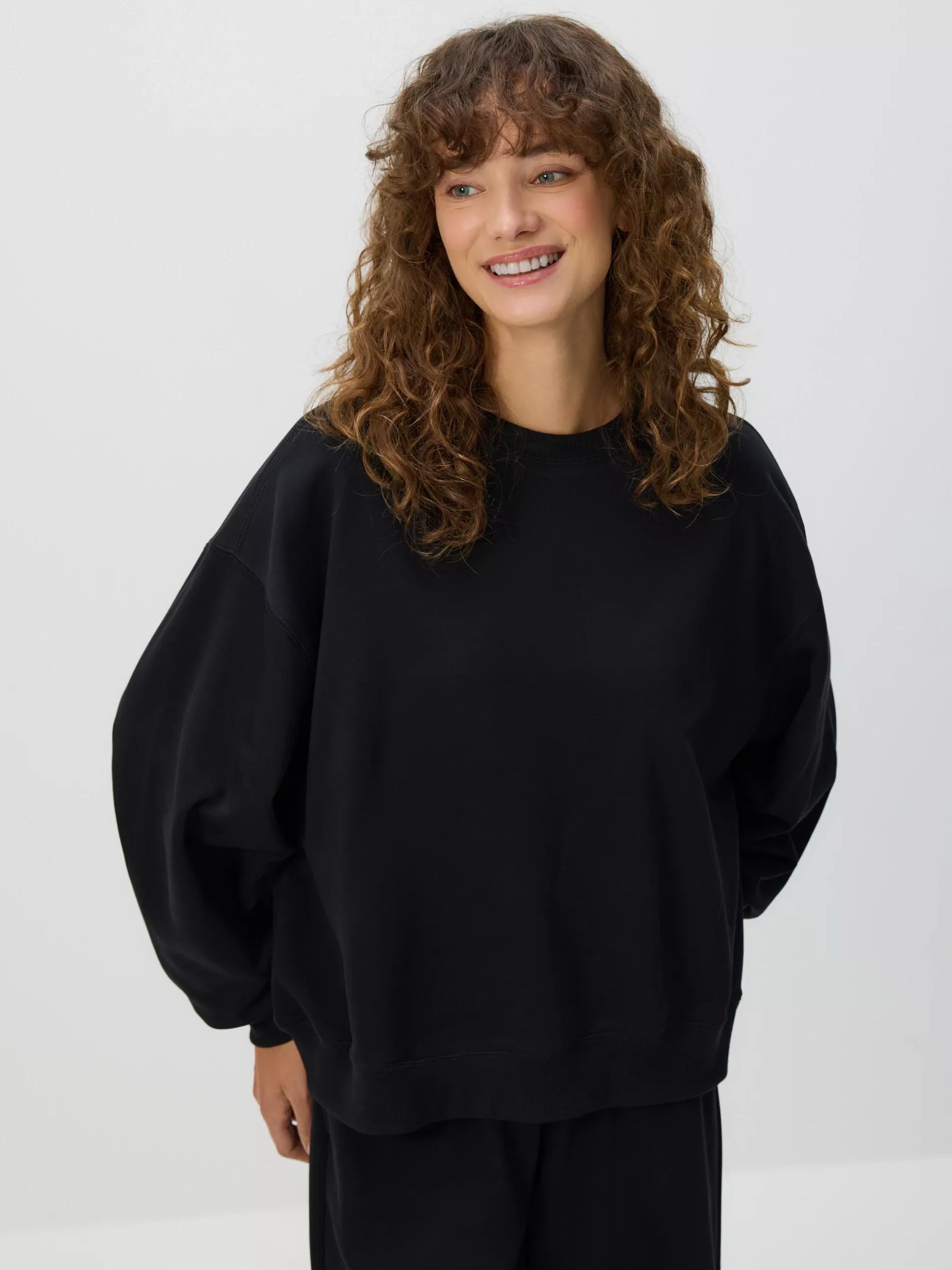 Black Cotton Sweatshirt, , large image number 0