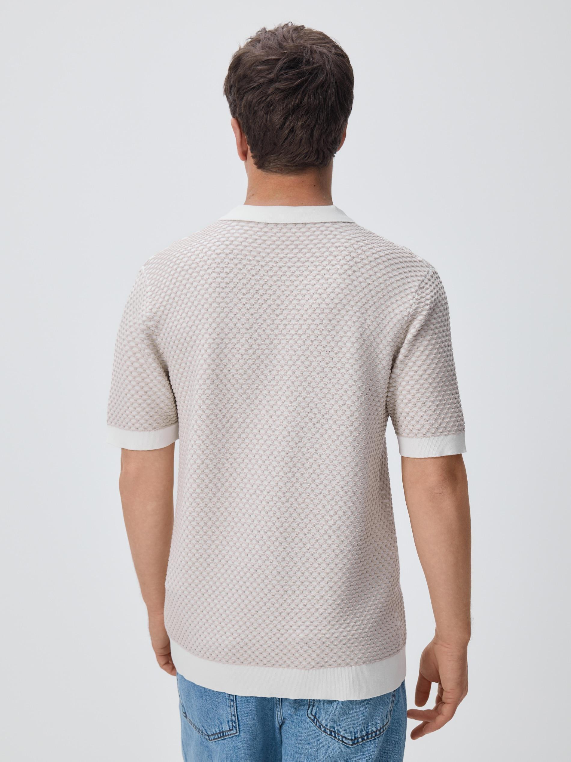 Beige Cotton Rich Polo Jumper, Beige, medium