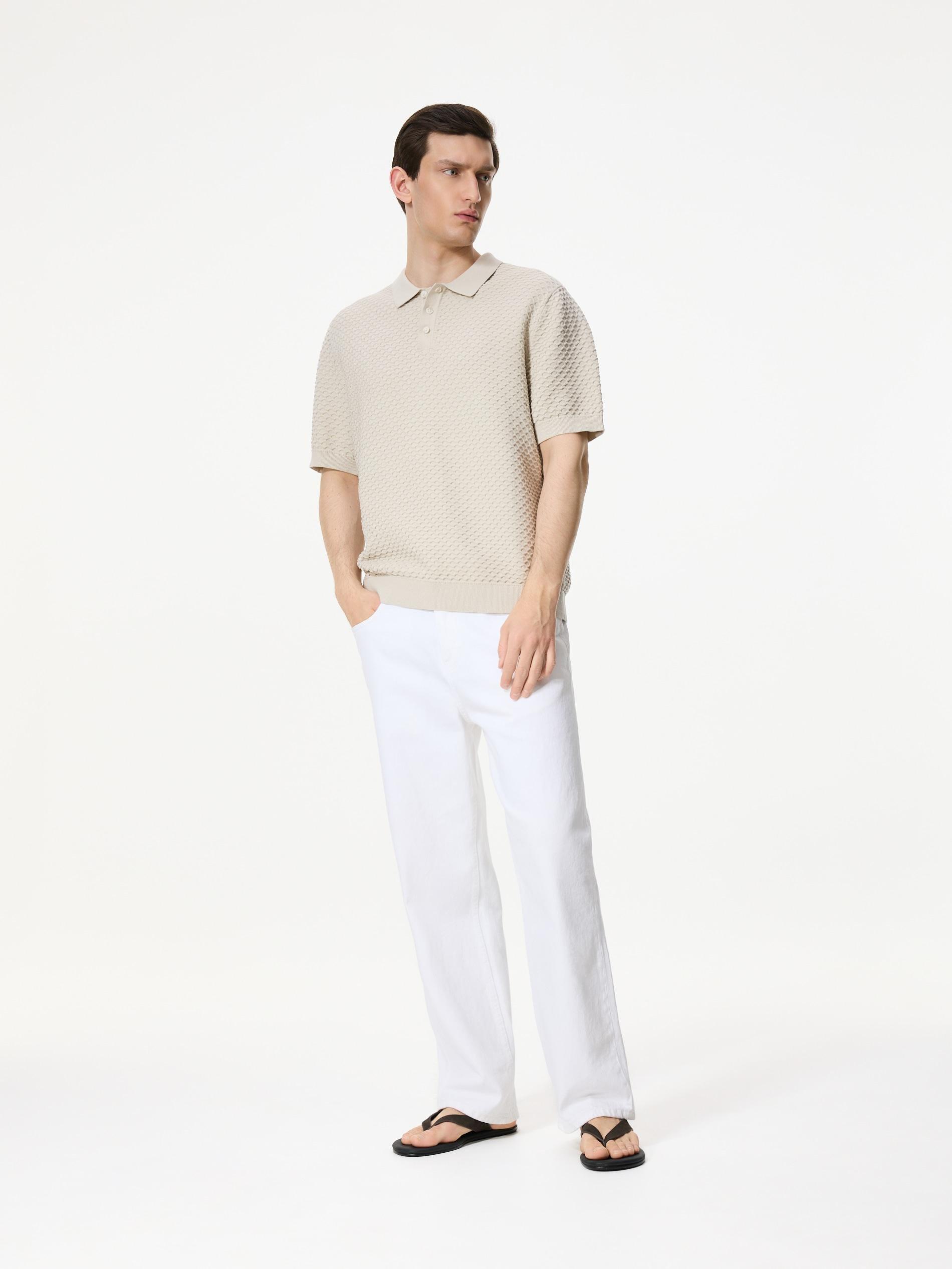 كنزة غني بالقطن بولو بيج, Beige, large image number 0