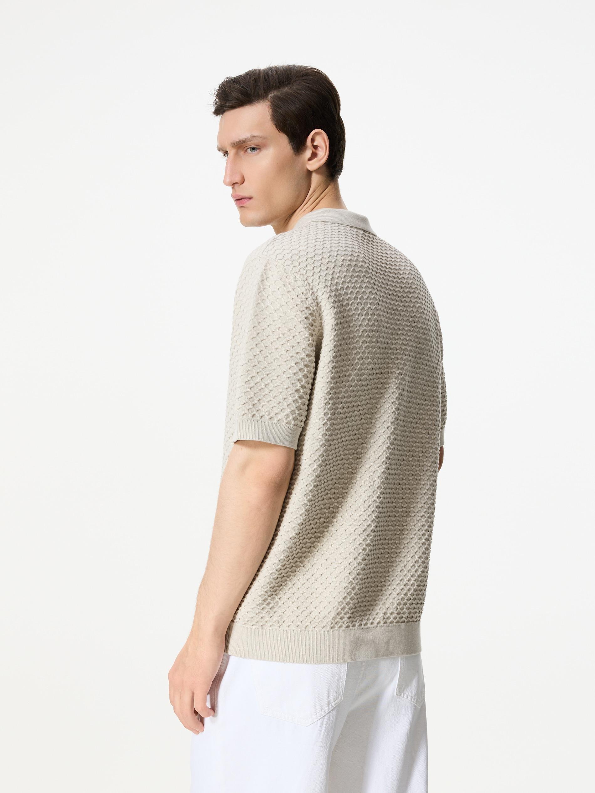 كنزة غني بالقطن بولو بيج, Beige, large image number 2