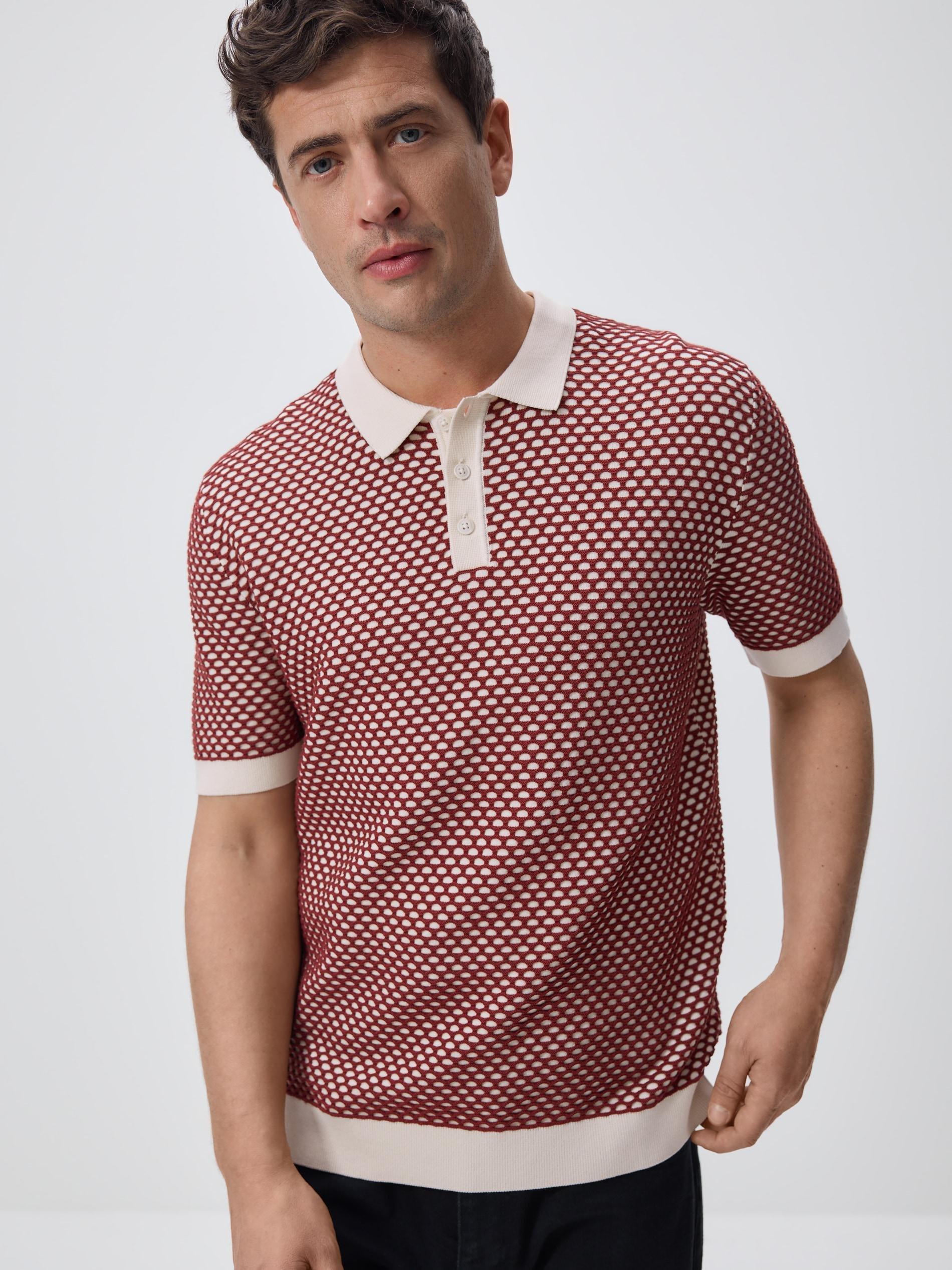 Red Cotton Rich Polo Jumper, 7401_33P, medium