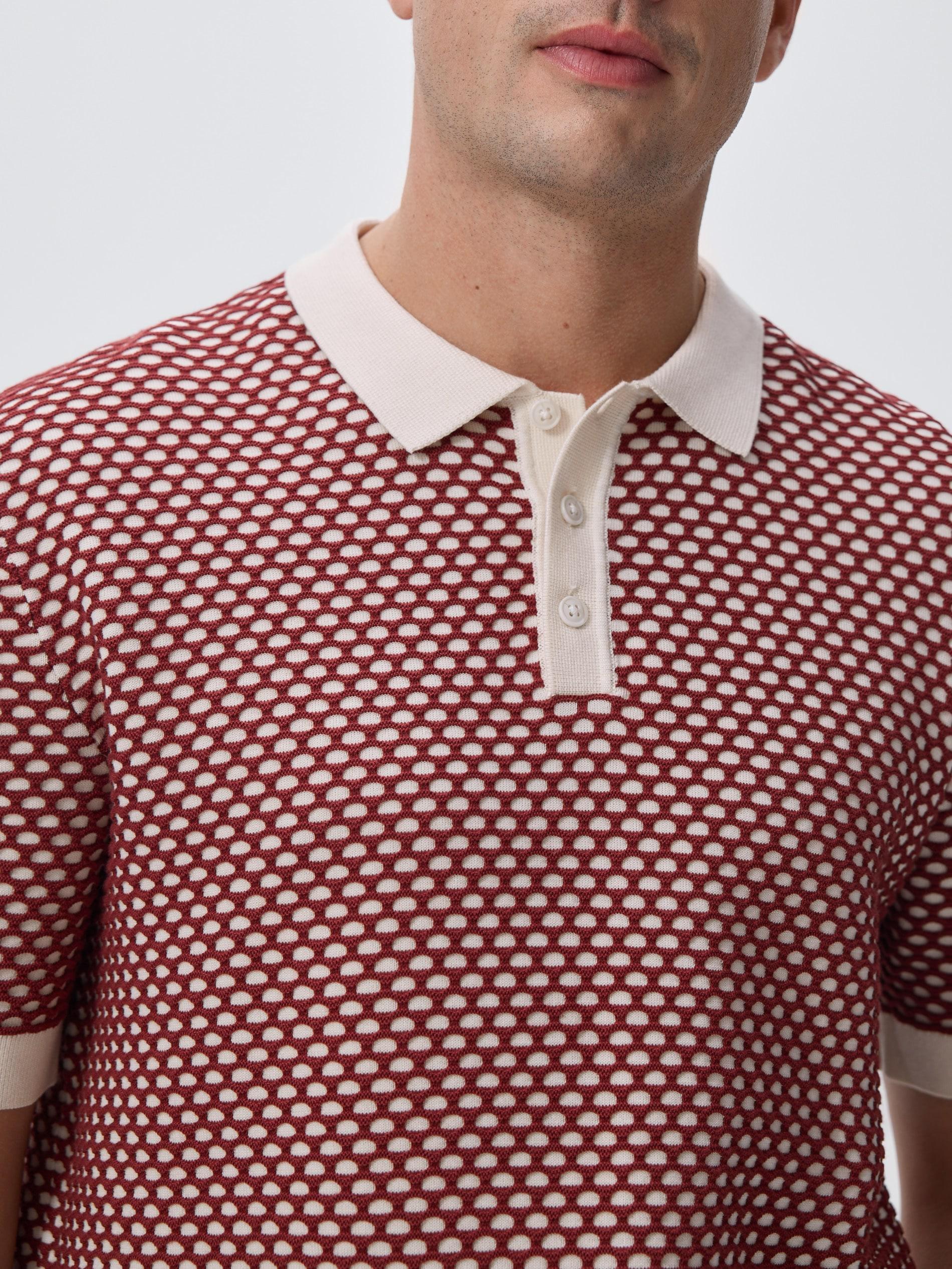 Red Cotton Rich Polo Jumper, 7401_33P, large image number 1