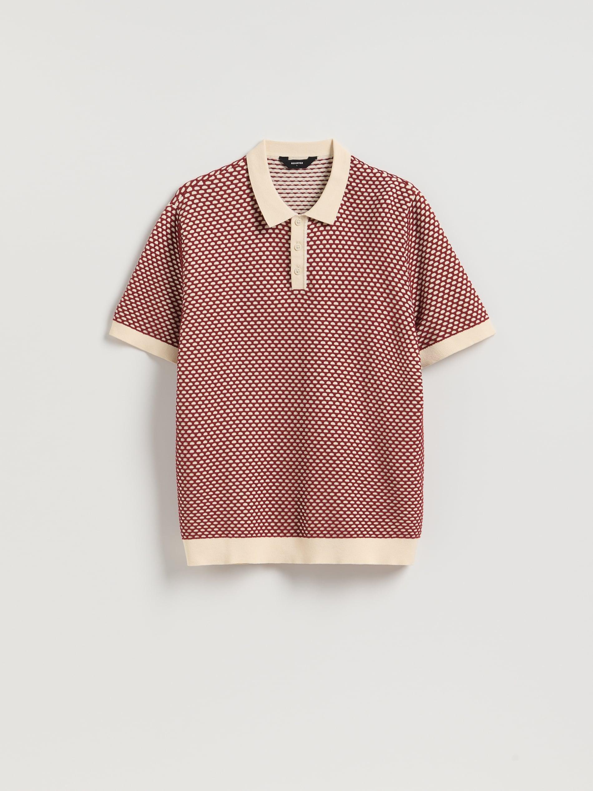 Red Cotton Rich Polo Jumper, 7401_33P, large image number 3