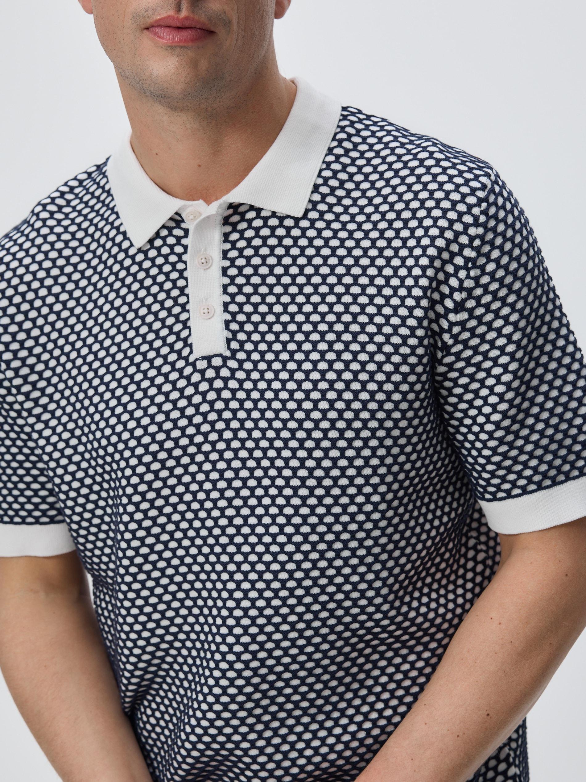 Navy Cotton Rich Polo Jumper, Navy, medium