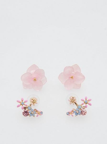 Reserved - Multicolor Drop Earrings With Floral Motif