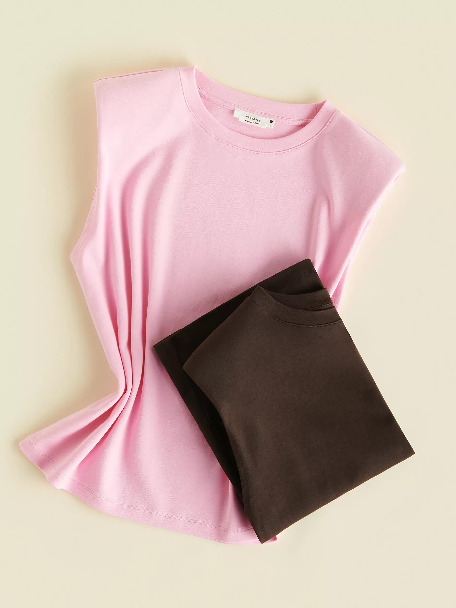 Pink Padded Shoulder T-Shirt, , large image number 2