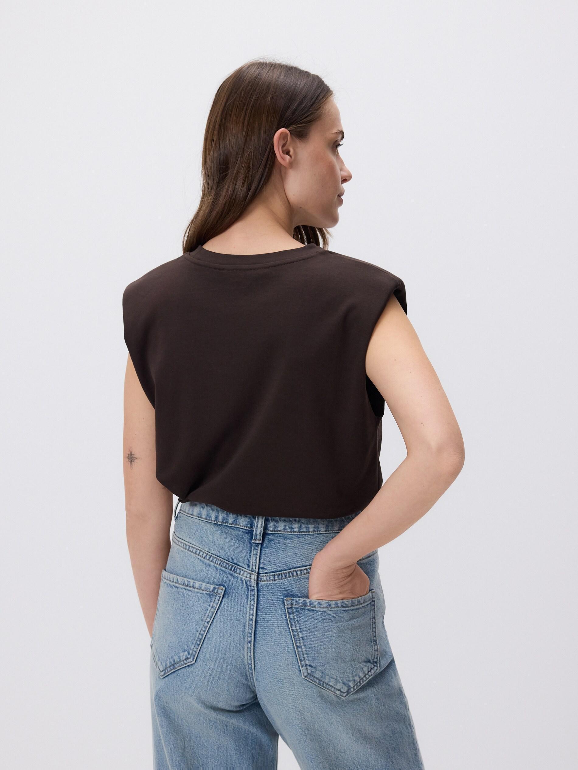 Padded shoulder T-shirt, Brown, large image number 3