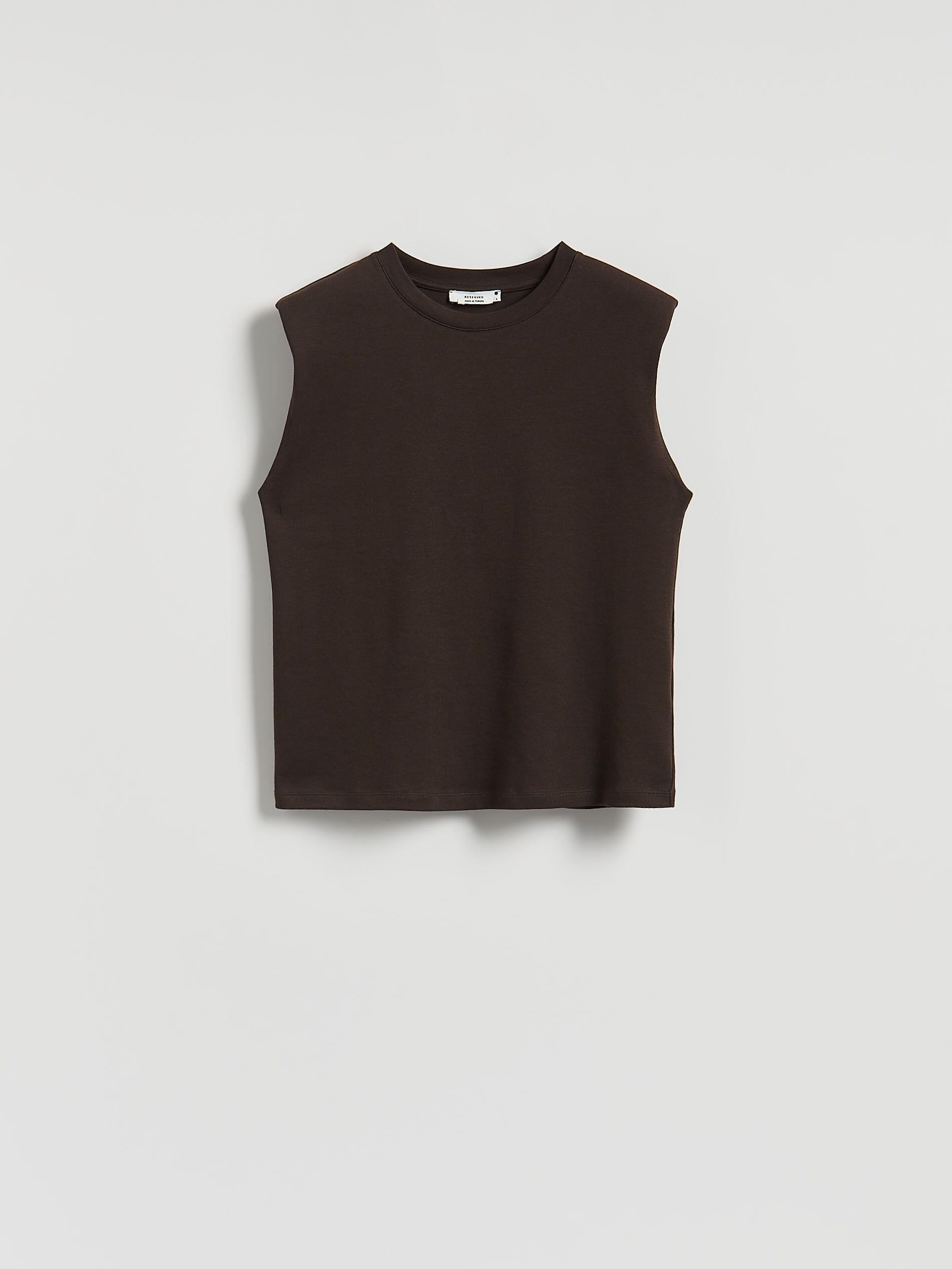 Padded shoulder T-shirt, Brown, large image number 4