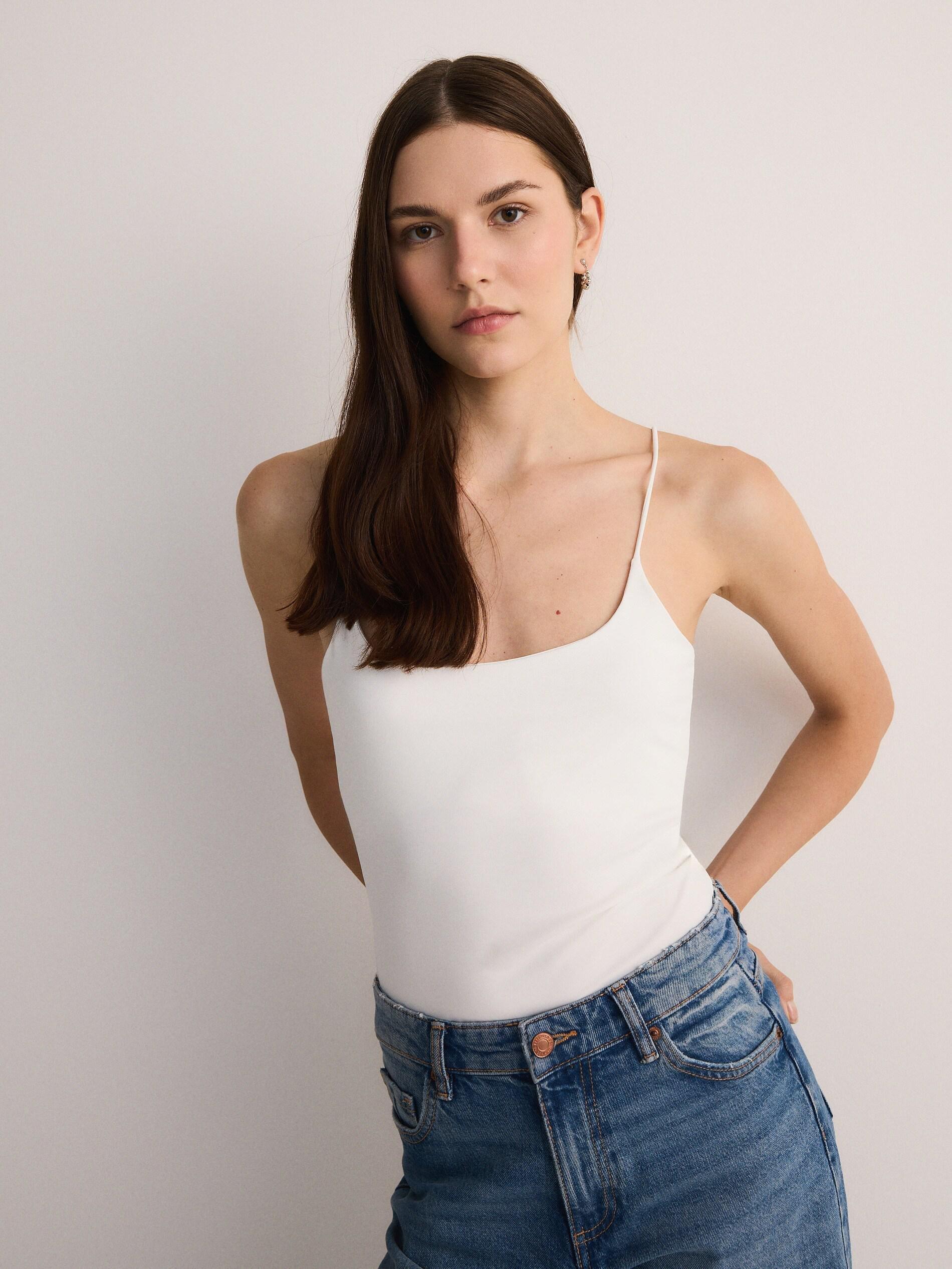 White Casual Tank Top, , large image number 6