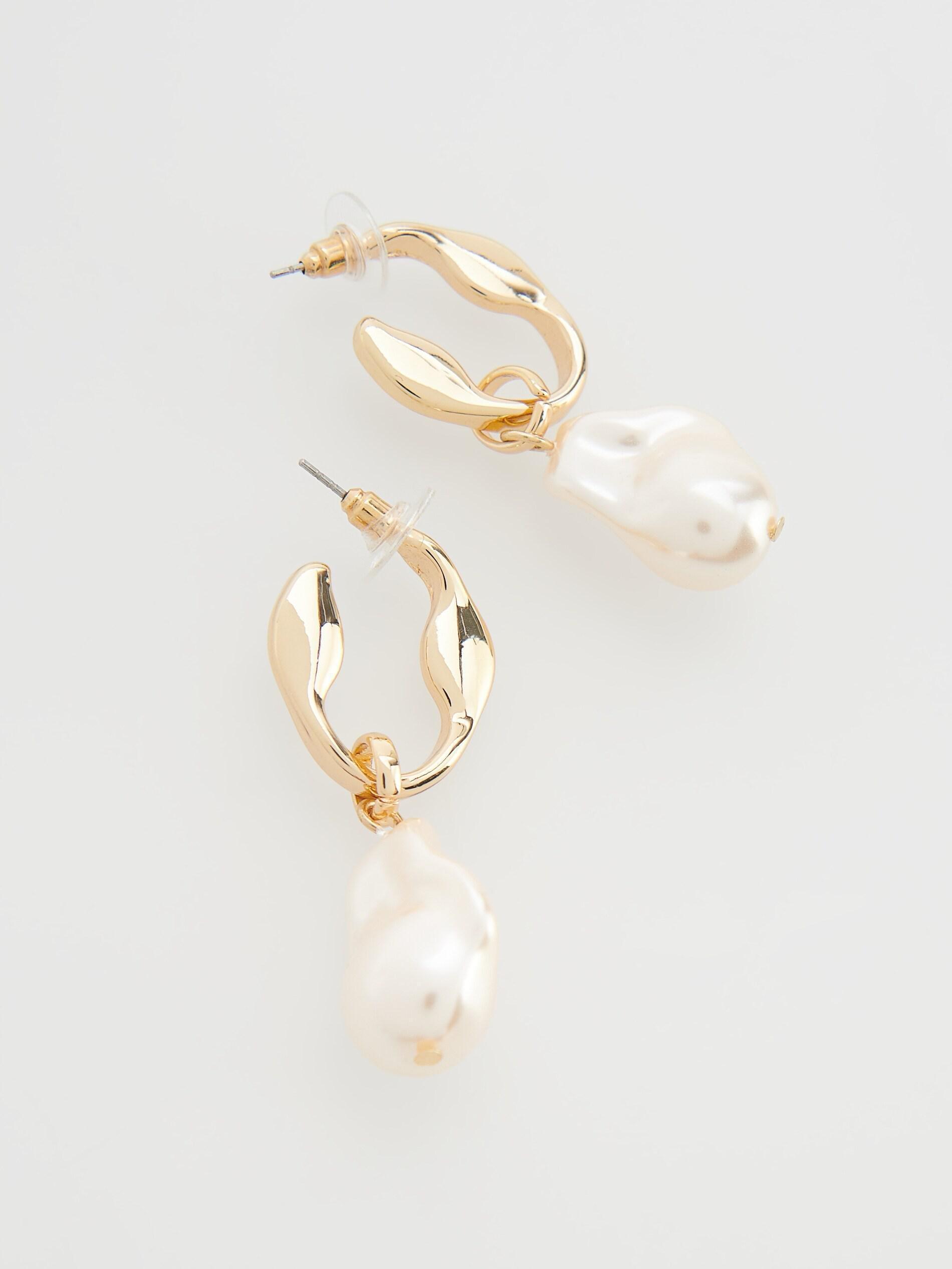 Golden Earrings With Pendant, , large image number 1