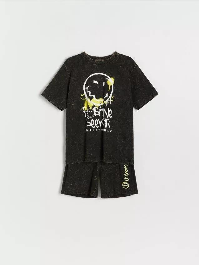 BLACK SmileyWorldآ® cotton pyjama set, , large image number 0