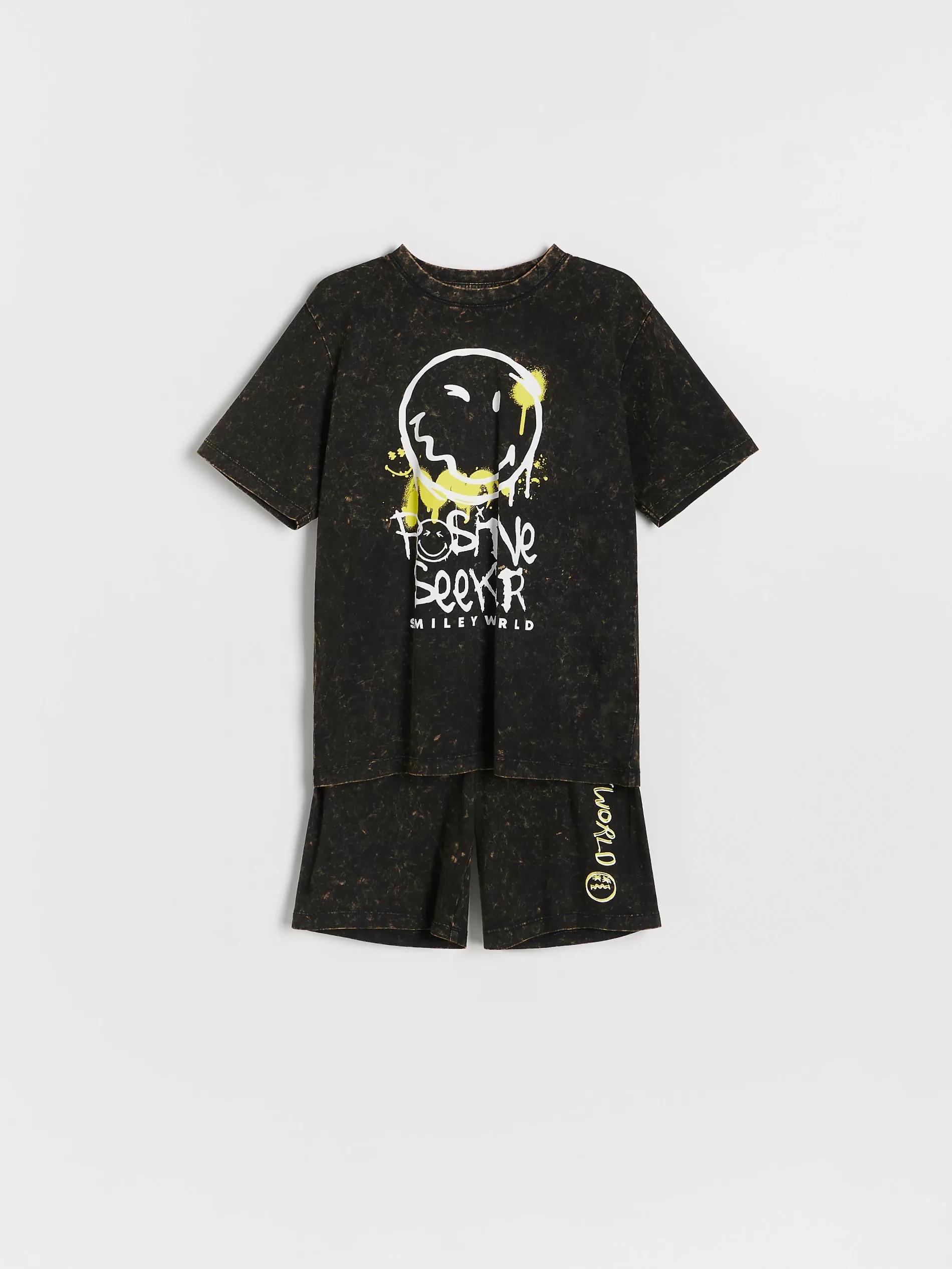BLACK SmileyWorldآ® cotton pyjama set, , large image number 1