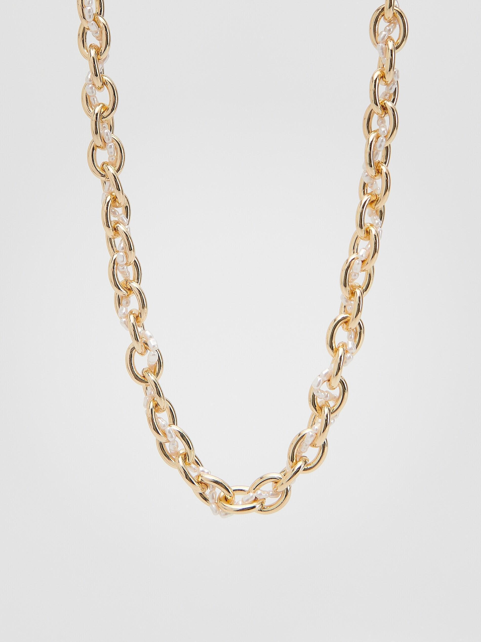 Golden With Pearl Beads Necklace, , large image number 0