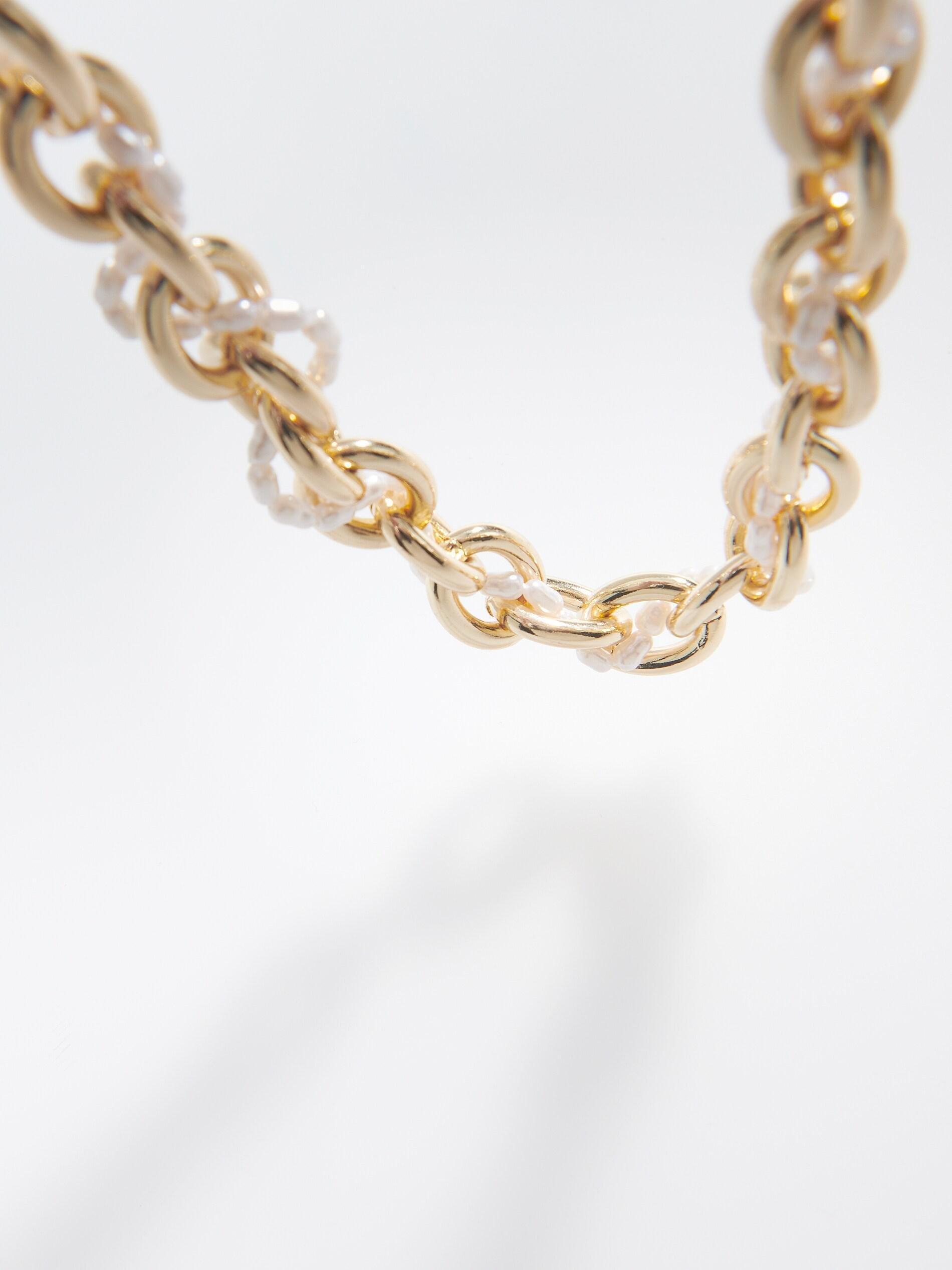 Golden With Pearl Beads Necklace, , large image number 1