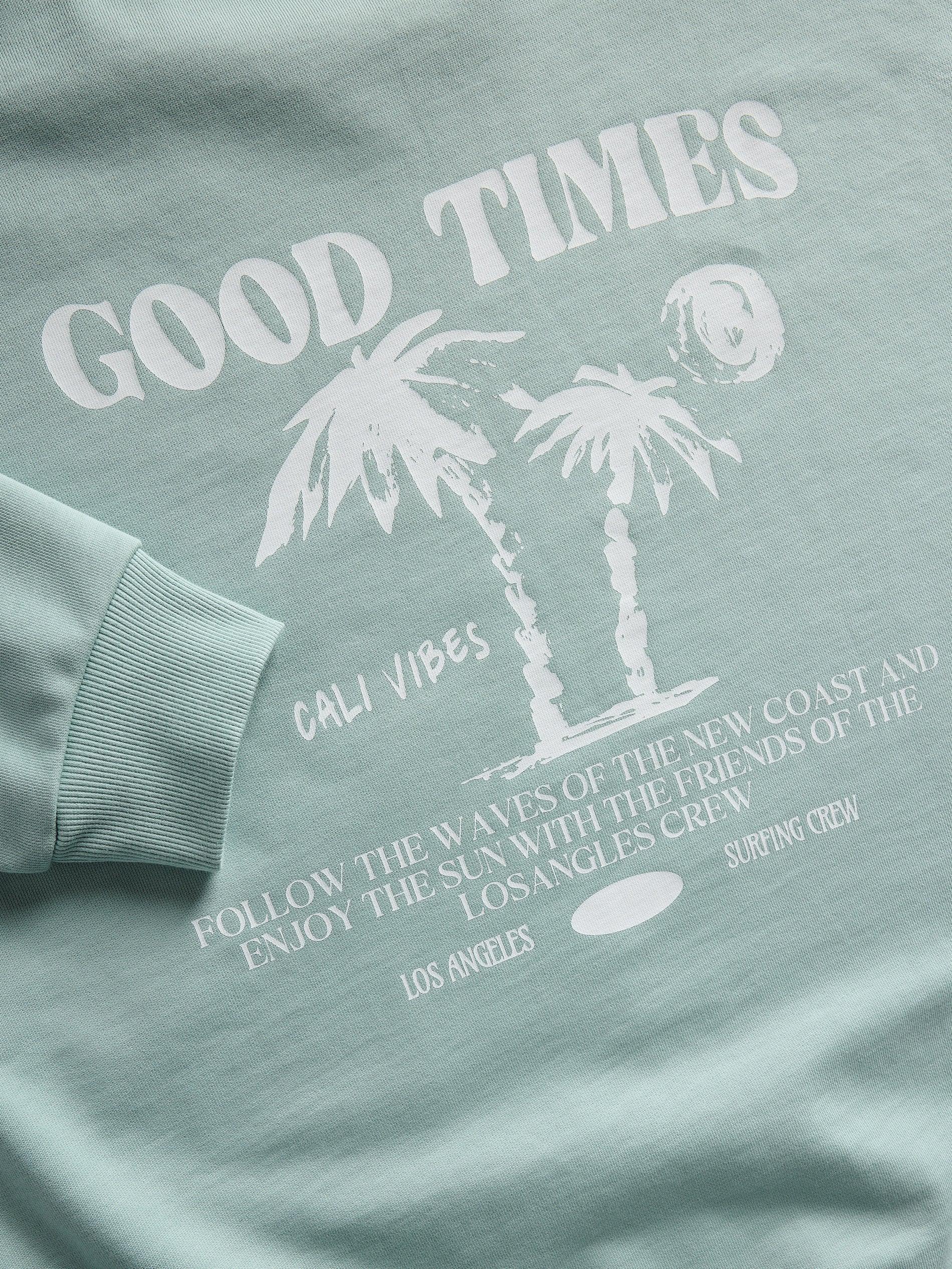 Blue Printed Cotton Sweatshirt, , large image number 5
