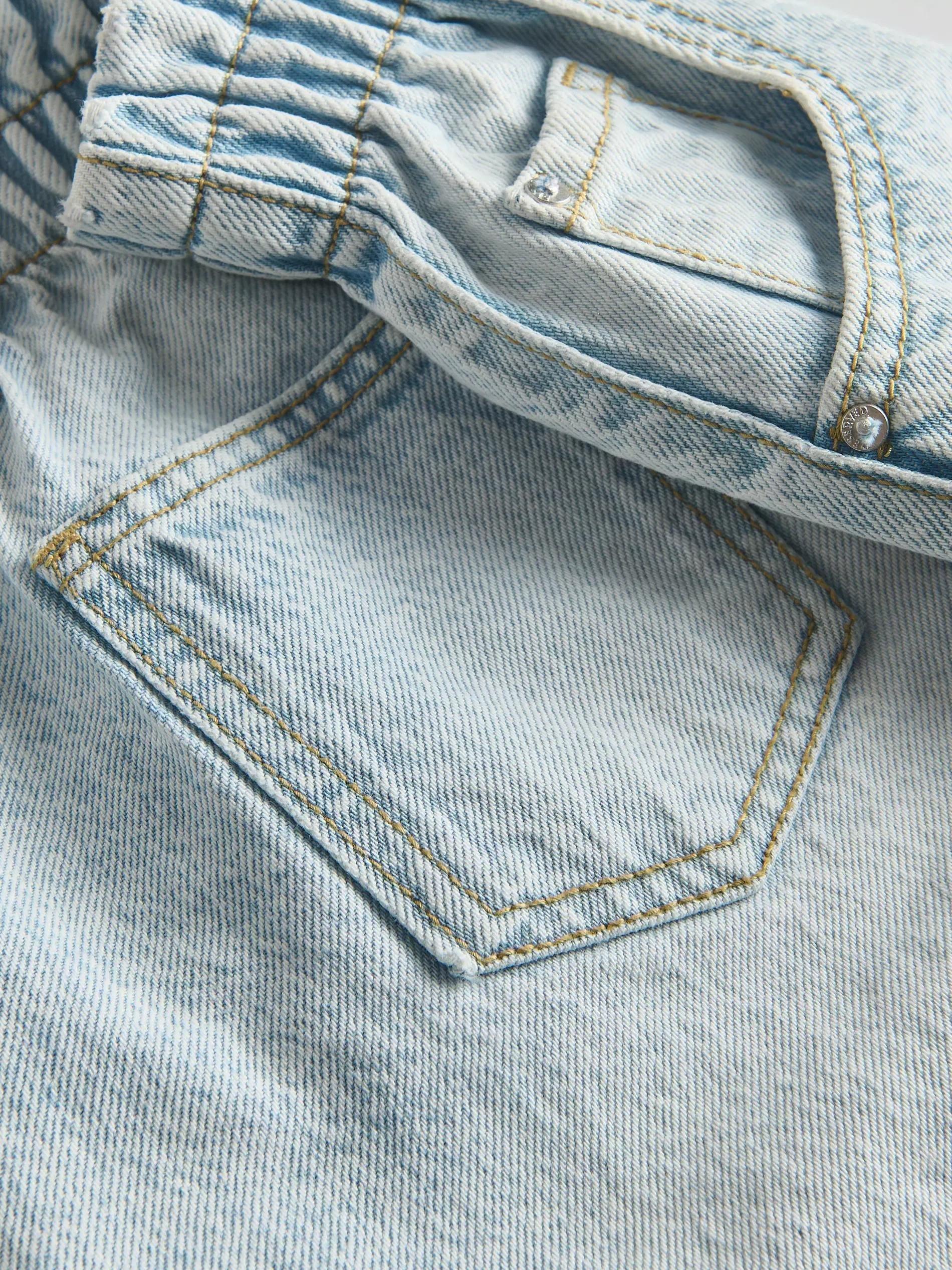 Blue Paper Bag Denim Shorts, Kids Girls, , large image number 2