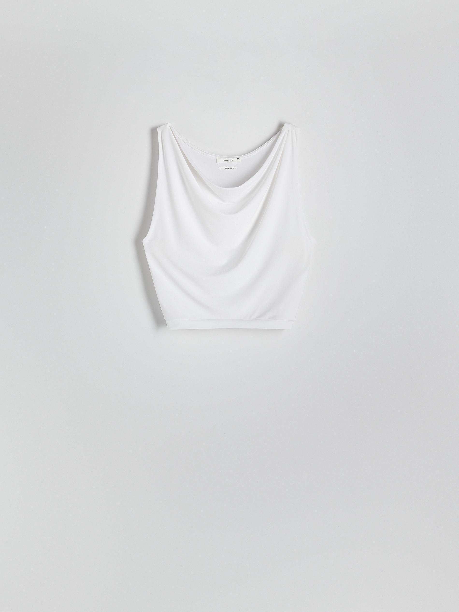 White Drape Neck Top, , large image number 4