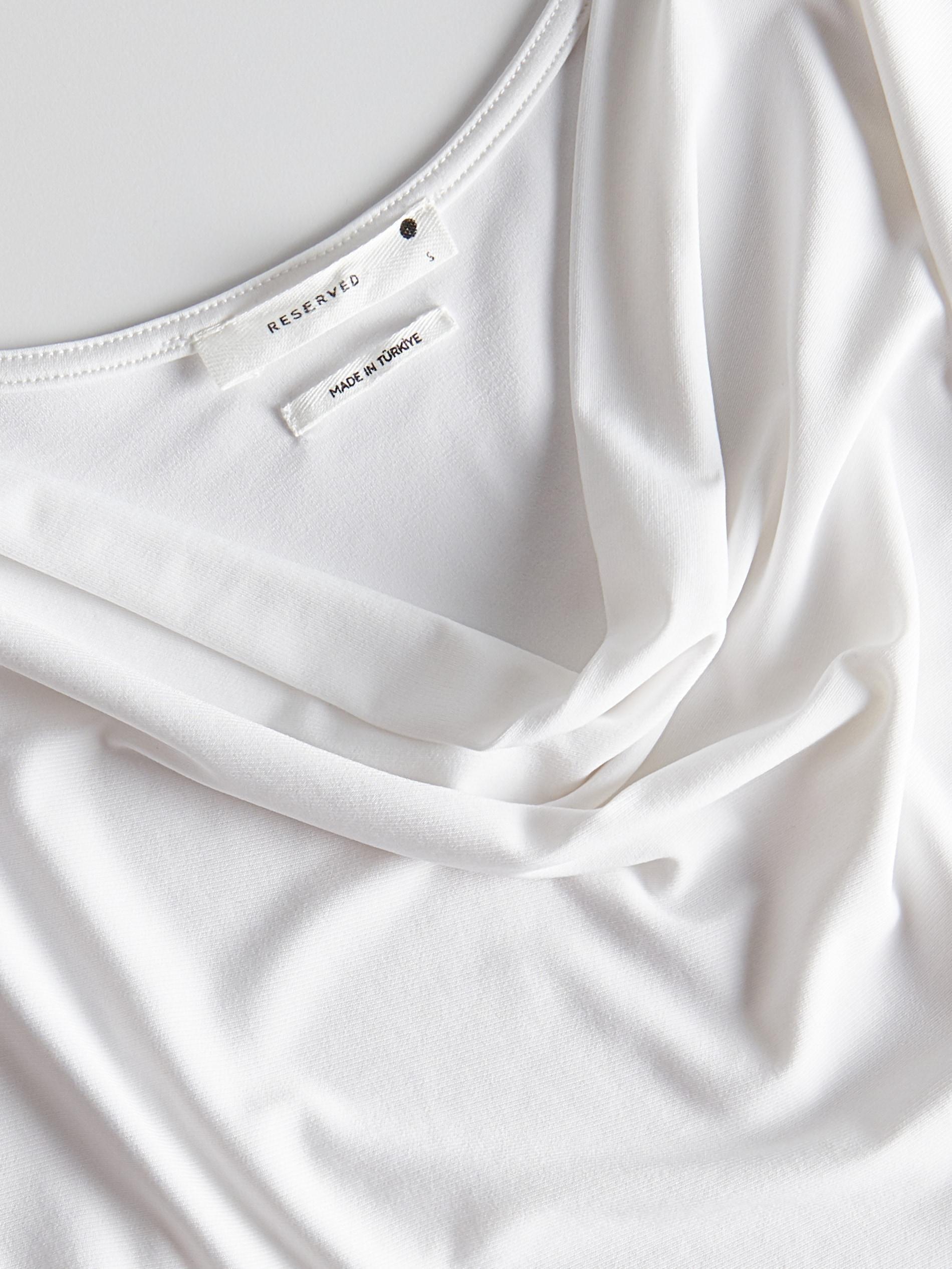 White Drape Neck Top, , large image number 5