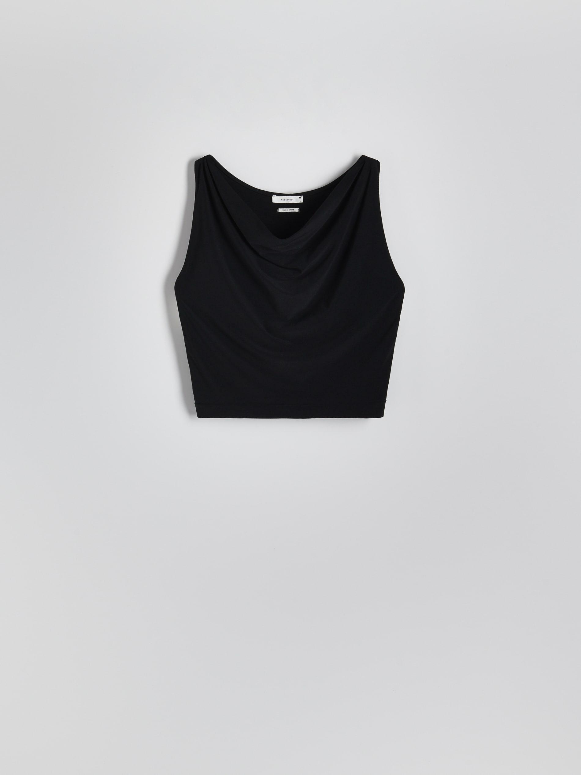 Black Drape Neck Top, , large image number 7