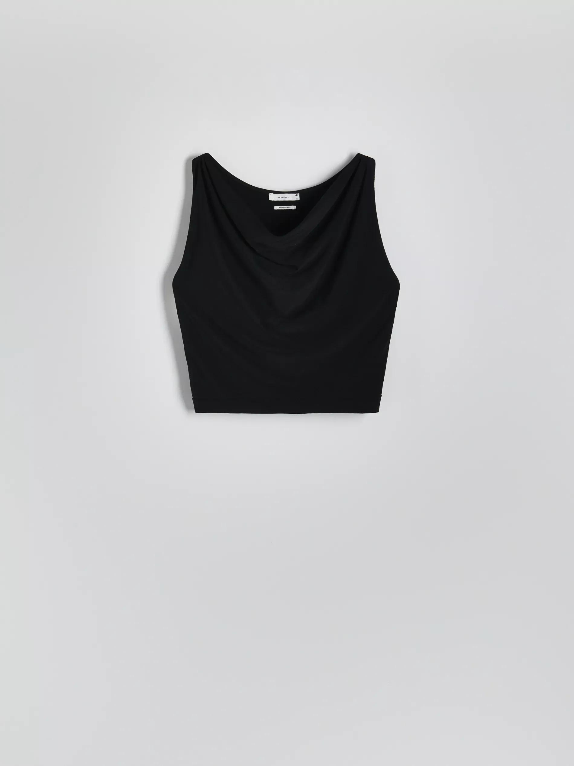 Black Drape Neck Top, , large image number 8