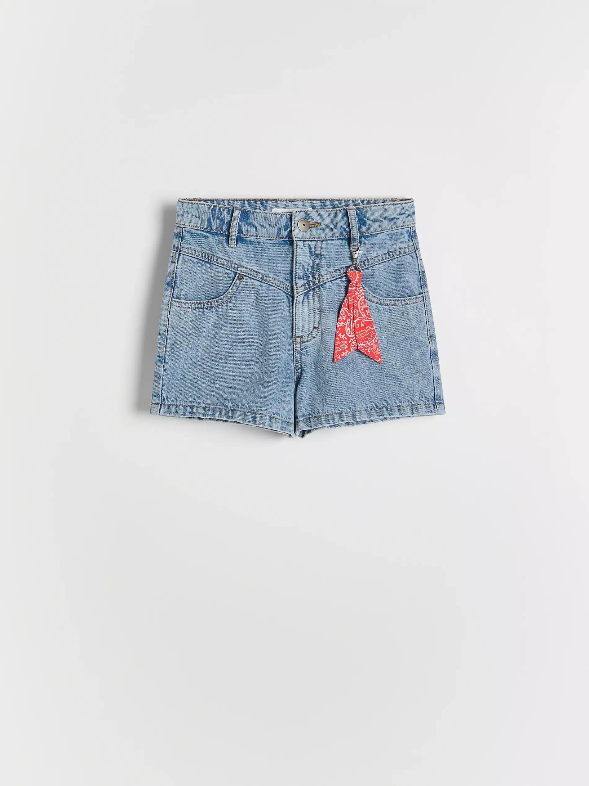 Blue Denim Shorts With Keychain, , large image number 1