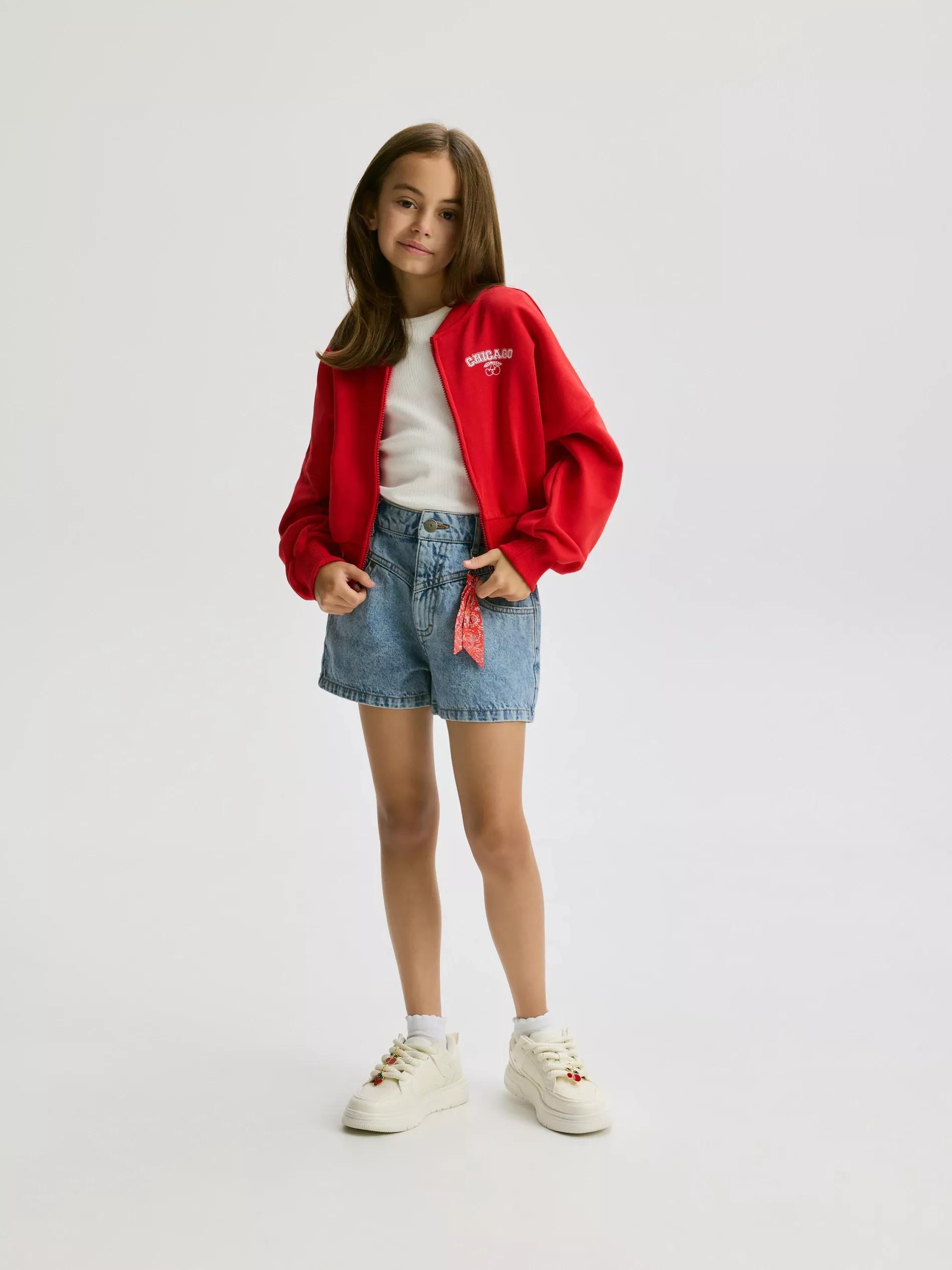 Blue Denim Shorts With Keychain, , large image number 2