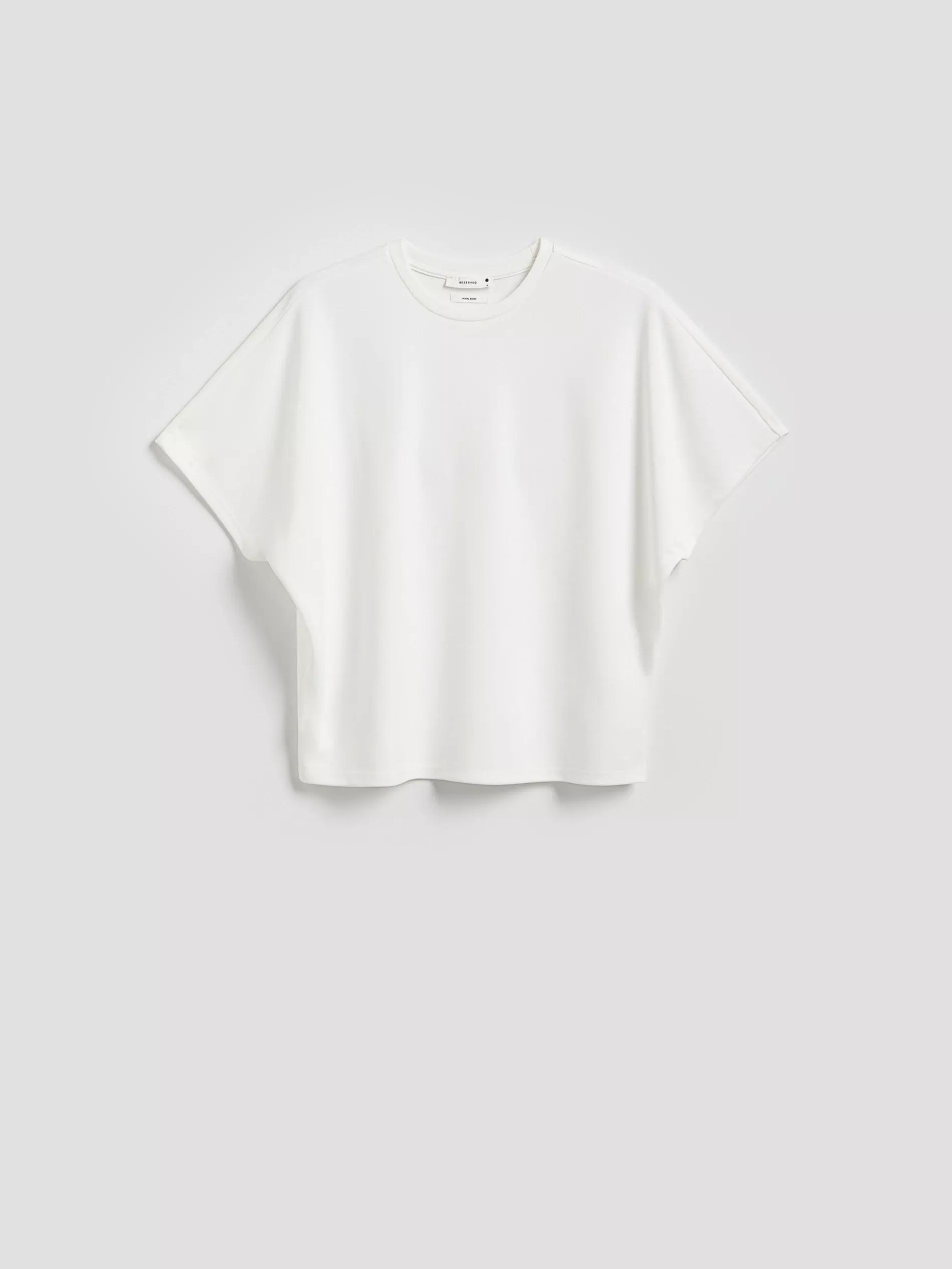 White Modal Blend Oversized T-Shirt, , large image number 0
